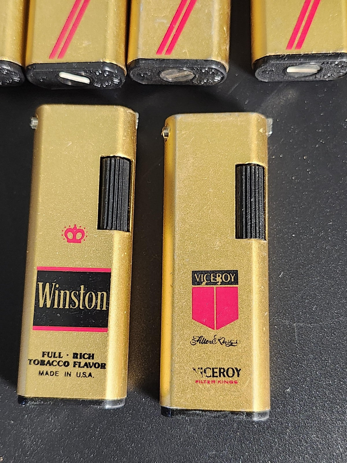 Vintage More Winston Viceroy Cigarette Lighters Lot 9 Bronze Tobacco Decor