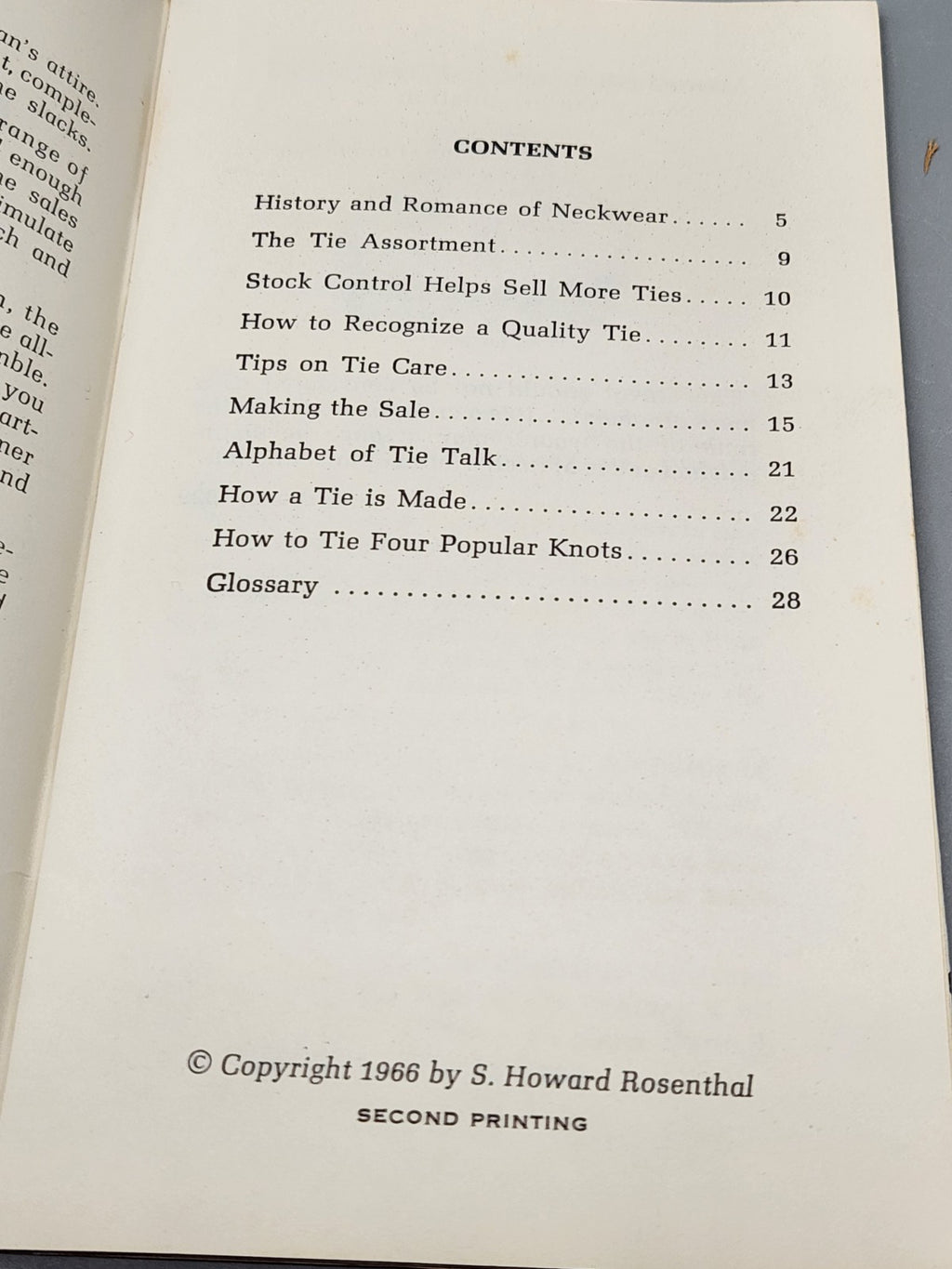 Vintage 1966 “On Selling Ties” Men’s Neckwear Guide Book Rosenthal Menswear...