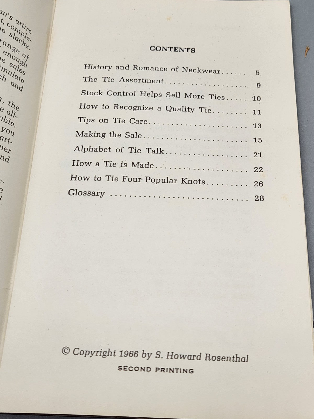 Vintage 1966 “On Selling Ties” Men’s Neckwear Guide Book Rosenthal Menswear...