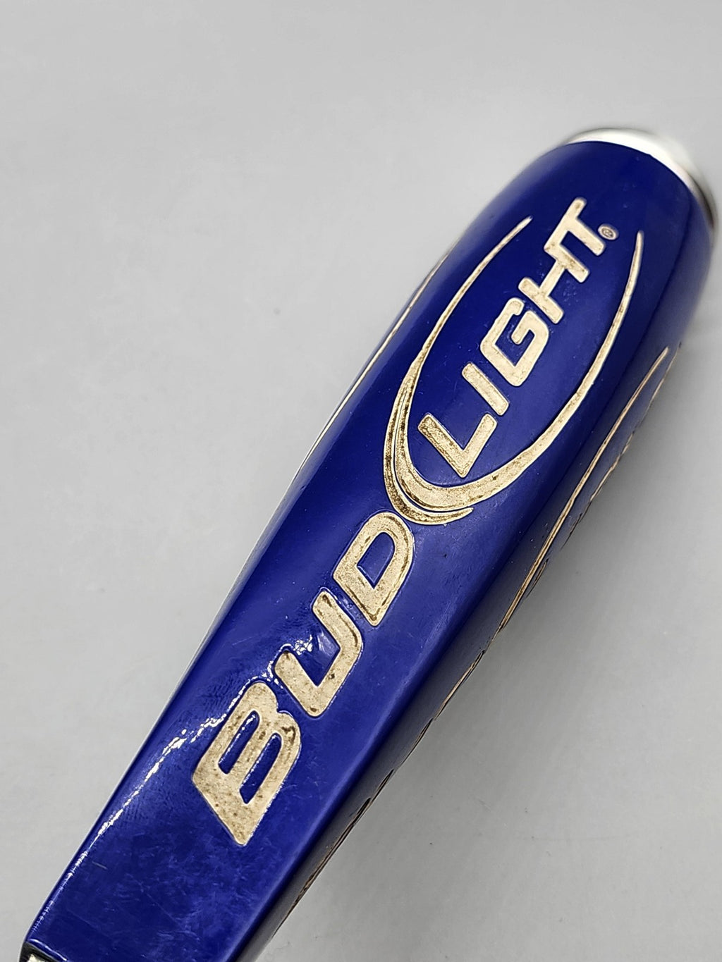 Budweiser Bud Light Beer Tap Handle Blue Metal Draft Knob Bar Decor Breweriana