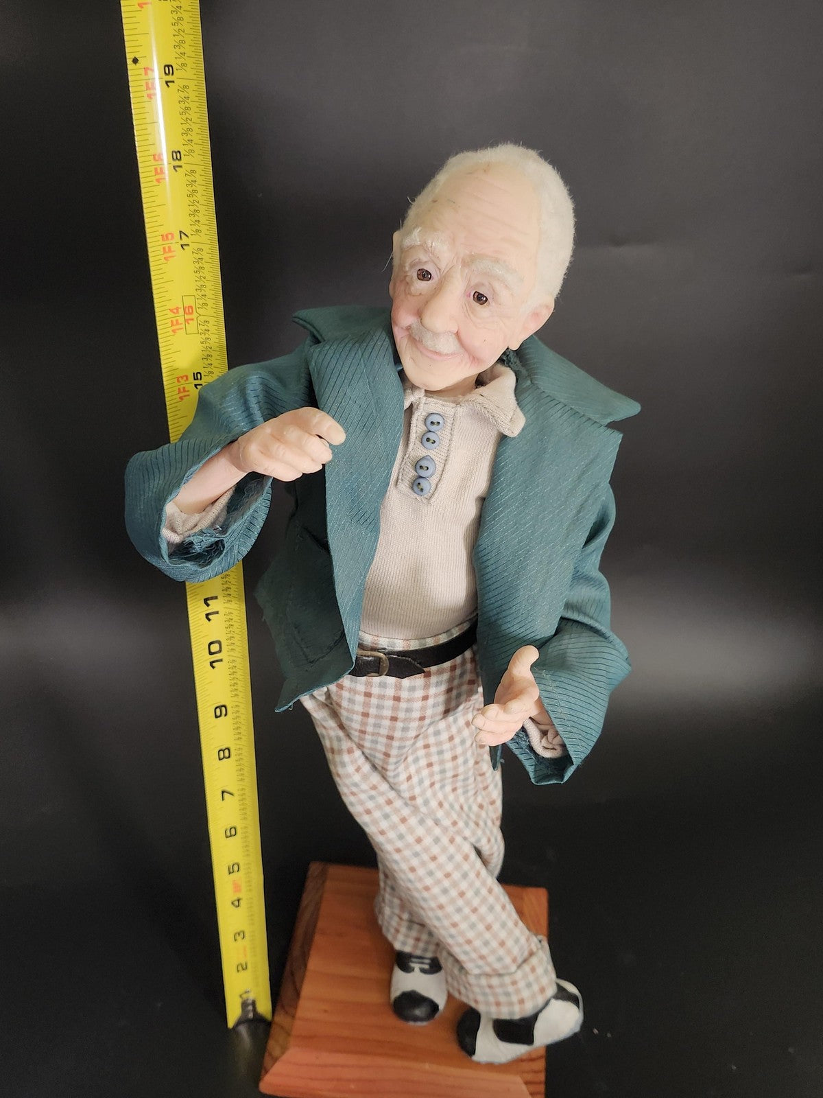 Artist Polymer Character Doll White Hair Plaid Pants Jacket Shoes 18 In Stand