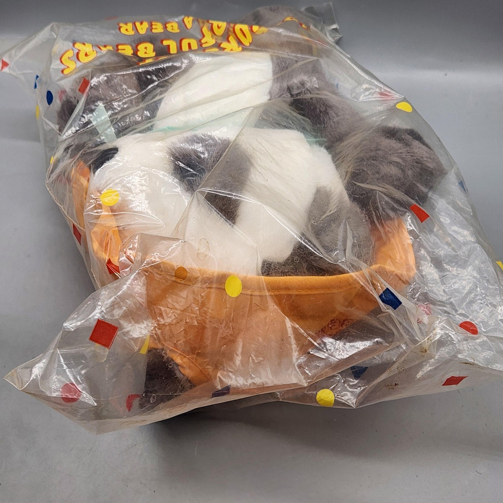 Vintage World Of Wonderful Bears Panda Teddy Plush Medium White Gray Hat Cute