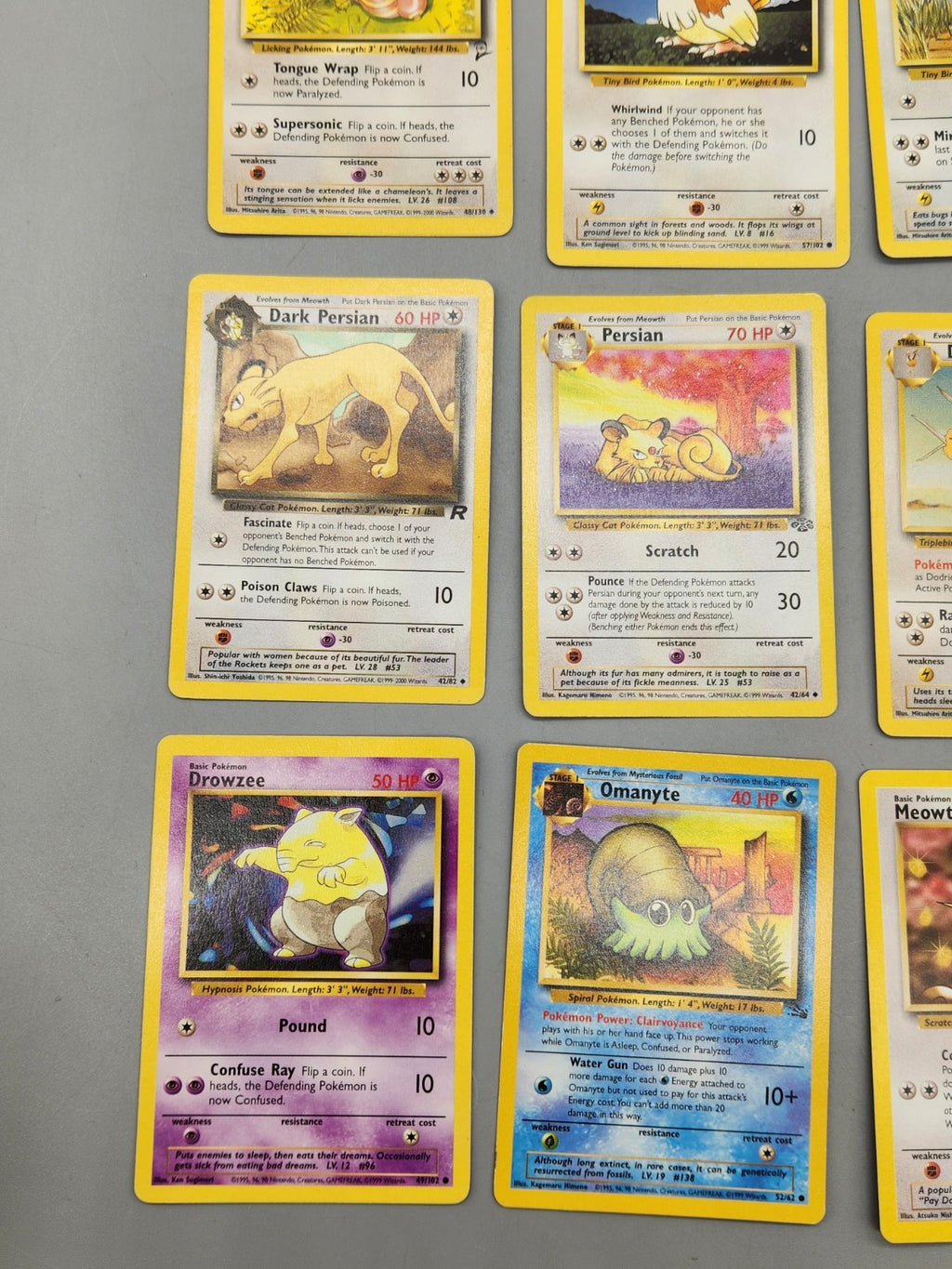 Vintage Pokémon Card Lot Team Rocket Jungle Fossil Base Set 9 Cards WOTC