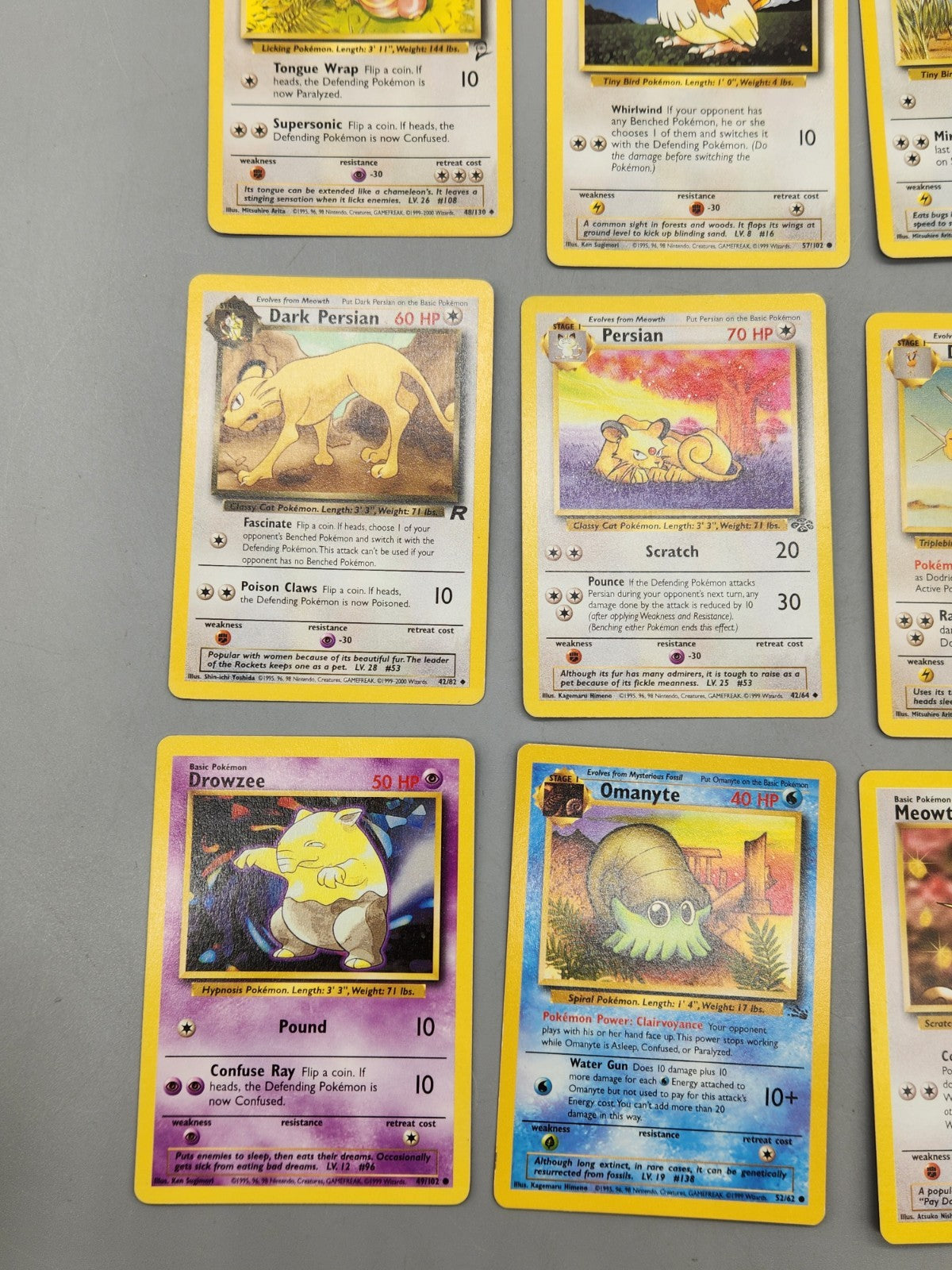 Vintage Pokémon Card Lot Team Rocket Jungle Fossil Base Set 9 Cards WOTC