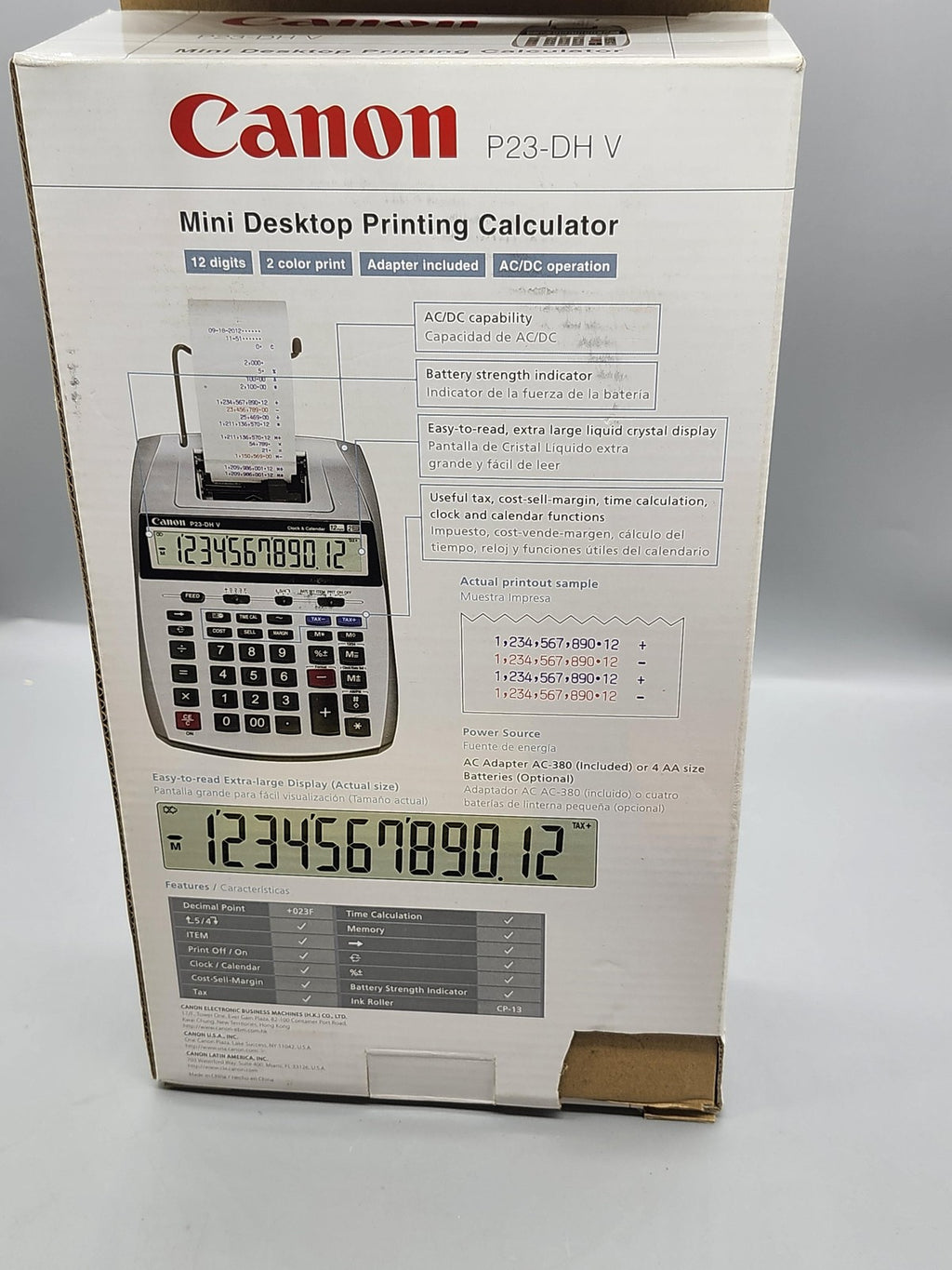 Canon P23-DH V Mini Desktop Printing Calculator Clock Calendar AC Adapter