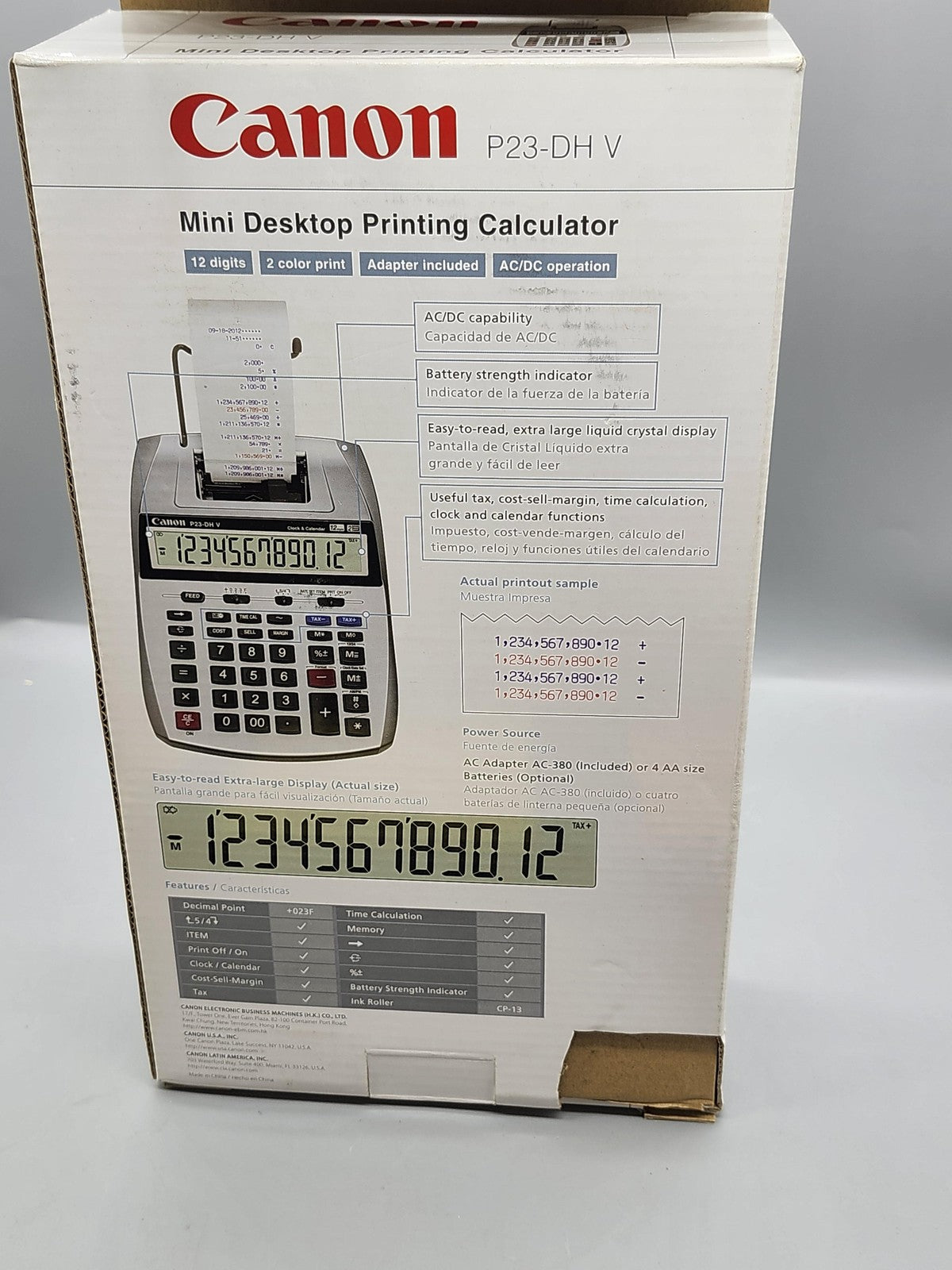 Canon P23-DH V Mini Desktop Printing Calculator Clock Calendar AC Adapter