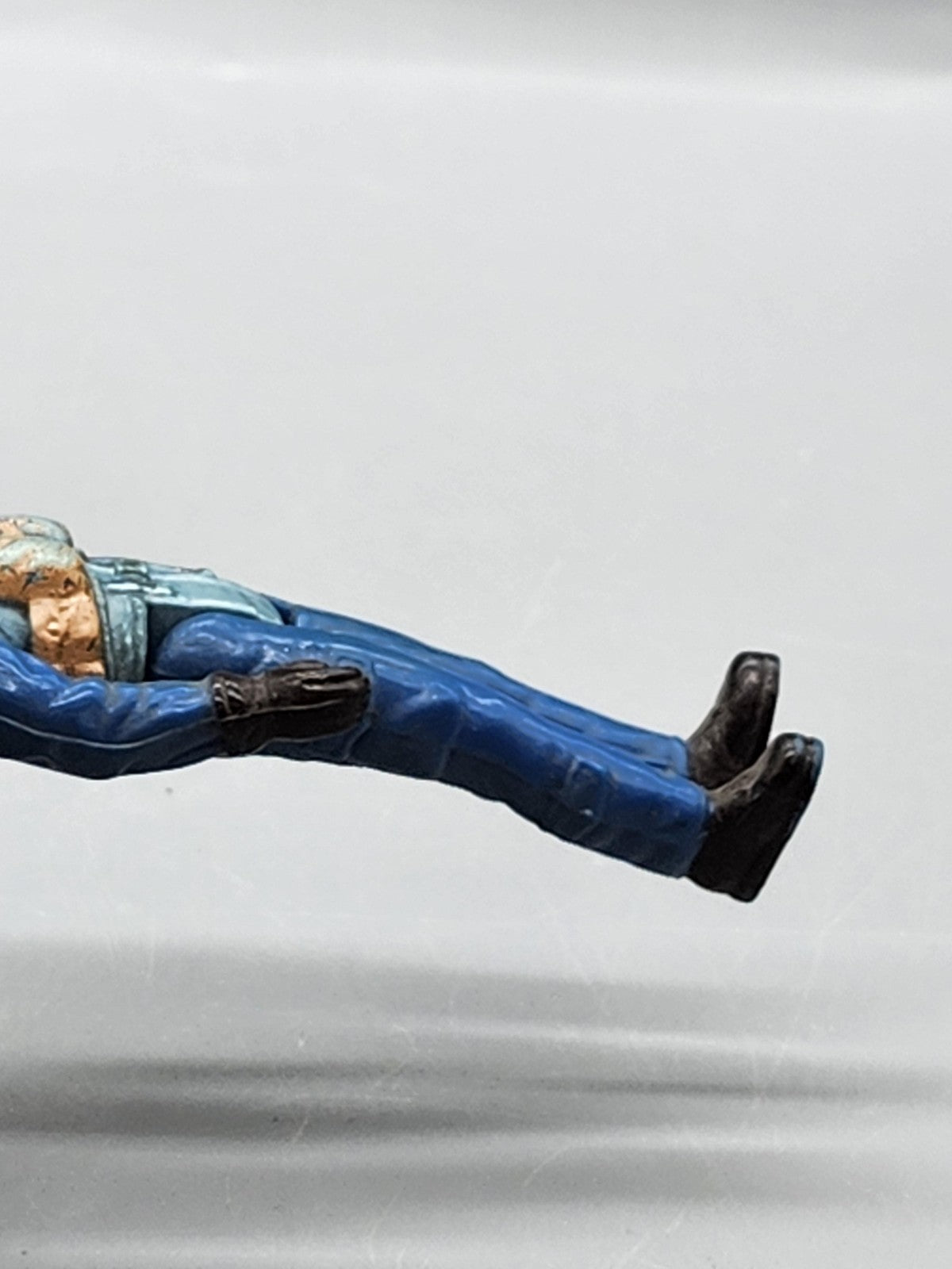 Vintage Blue Pilot Soldier Action Figure Plastic Toy Loose Helmet Hong Kong