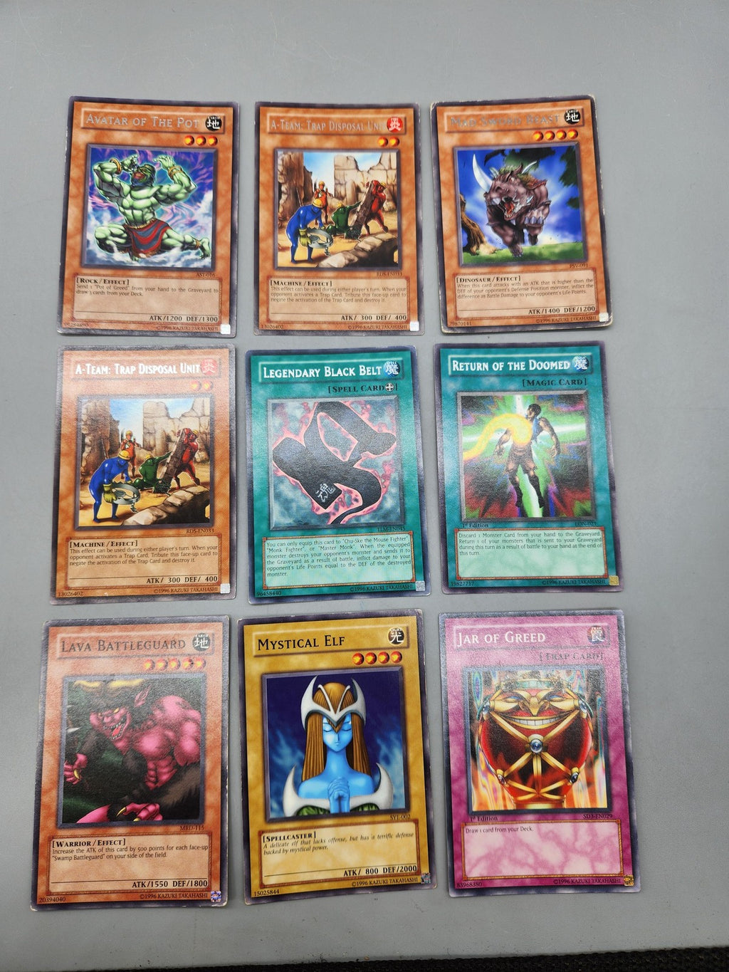 Vintage Yu-Gi-Oh! Konami Card Lot 9pc Avatar Pot Lava Battleguard Elf Set