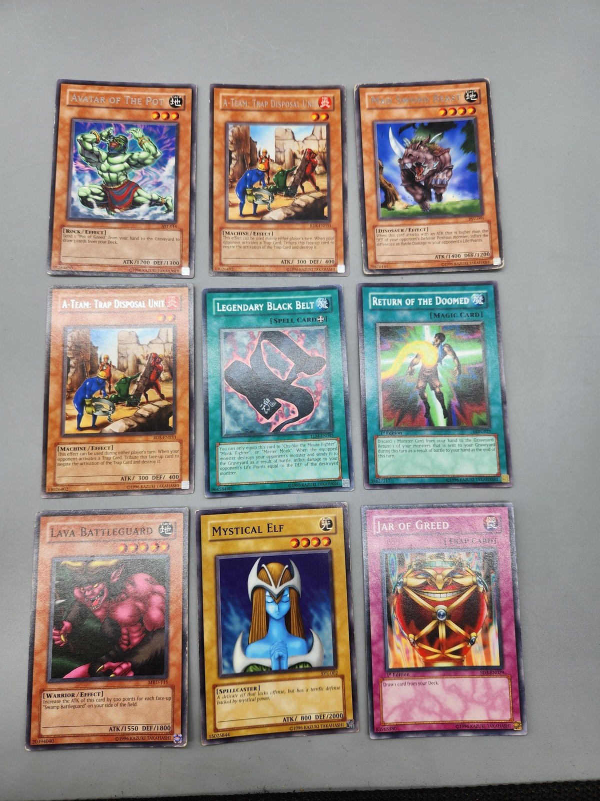 Vintage Yu-Gi-Oh! Konami Card Lot 9pc Avatar Pot Lava Battleguard Elf Set
