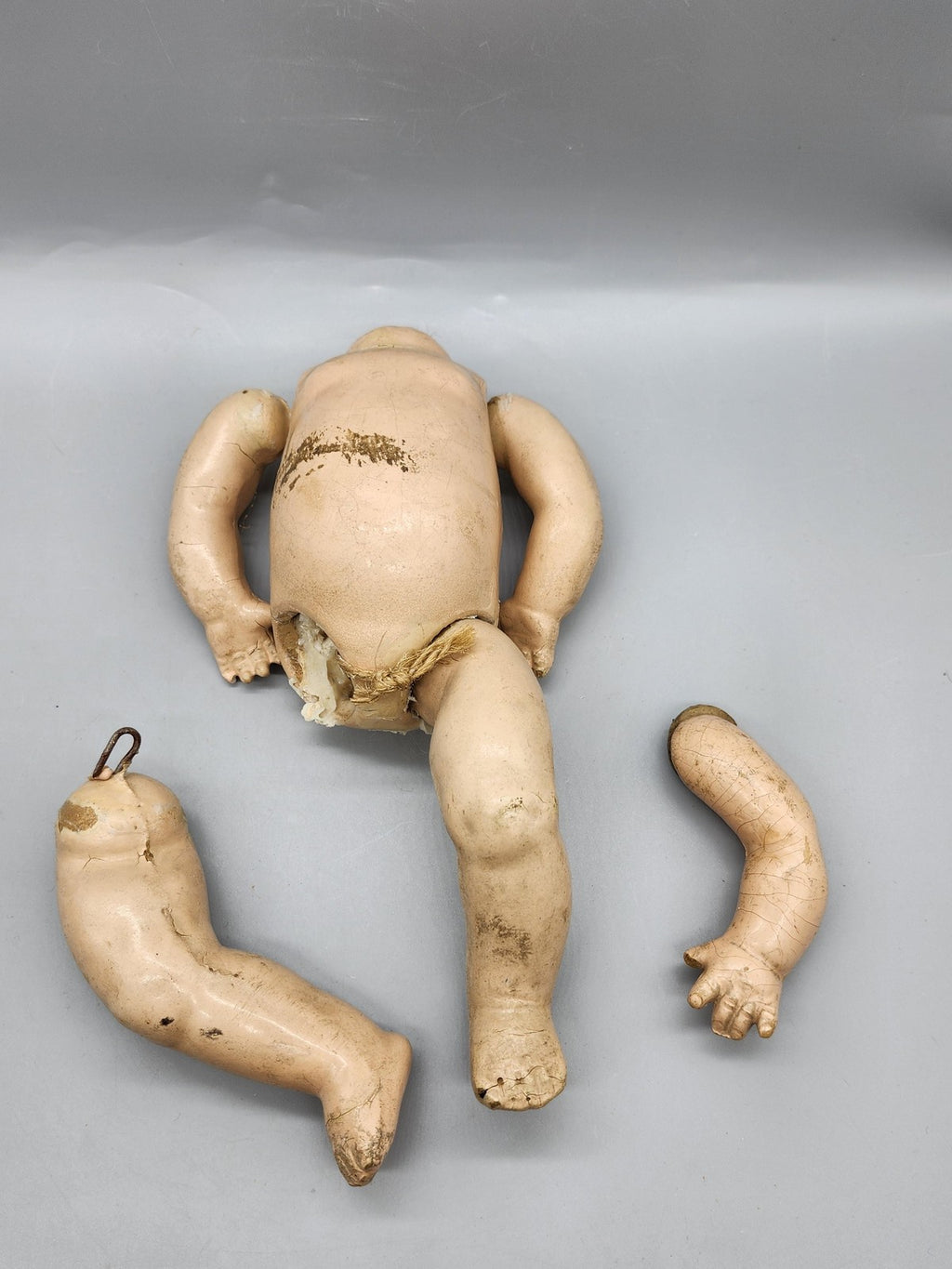 Vintage Composition Baby Doll Body 9 Inch Parts Repair Beige Cracked Damage