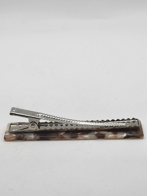Acrylic Brown Spotted Rectangle Hair Clip Barrette One Size Women Teens