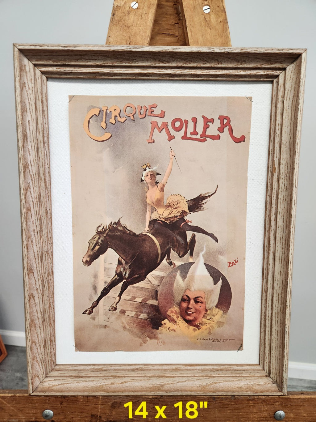 Vintage Cirque Molier Framed Circus Poster Print 14x18 French Style Wall Art