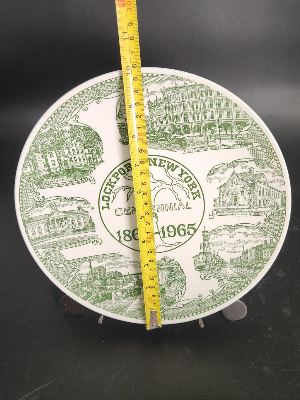 Vintage Lockport New York Centennial Plate 1865-1965 Green Kettlesprings Kilns