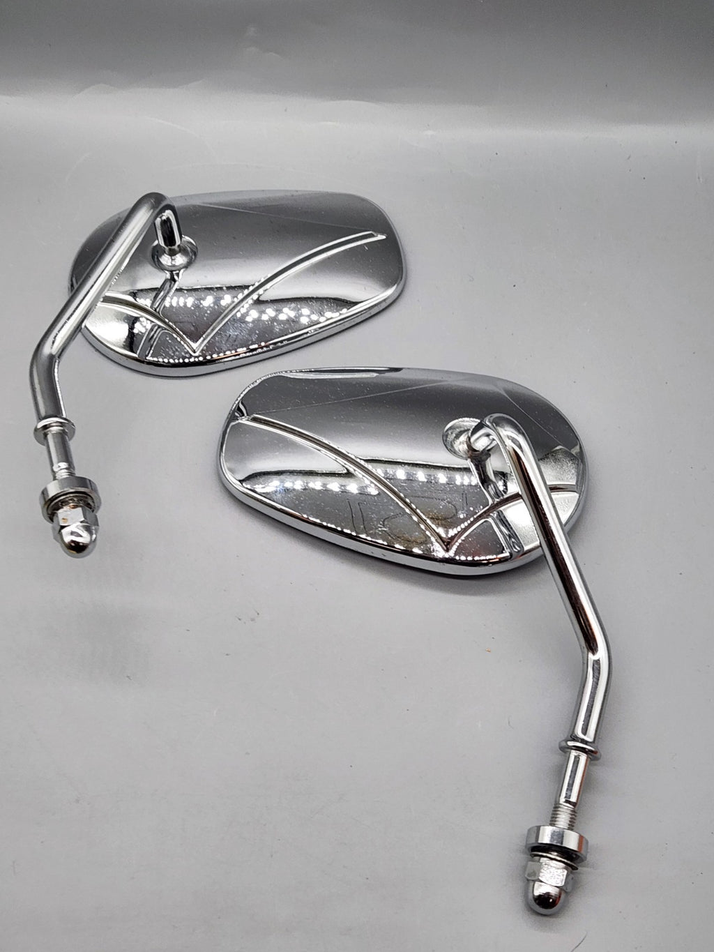 Chrome Motorcycle Side Rear View Mirrors Pair Custom Cruiser Chopper Harley...