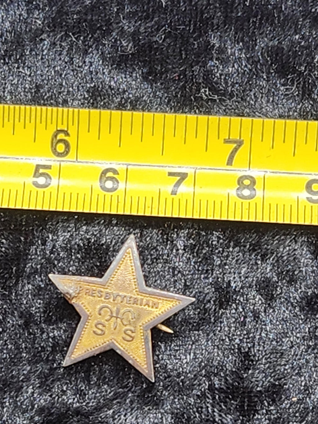 Vintage Presbyterian SS Star Pin Gold Tone Religious Sunday School Lapel Jewelry