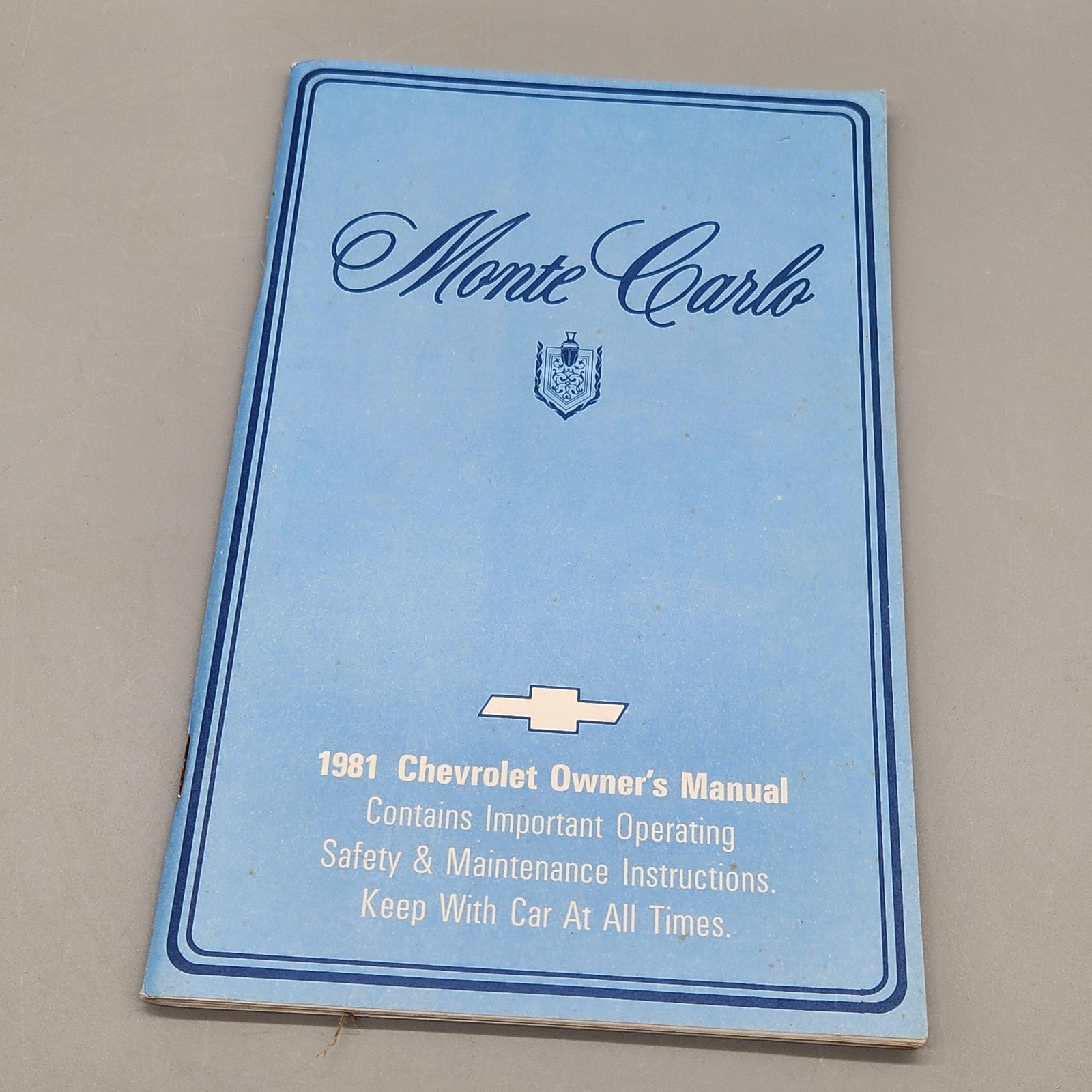 Vintage 1981 Chevrolet Monte Carlo Owner's Manual Blue OEM Guide Book Factory