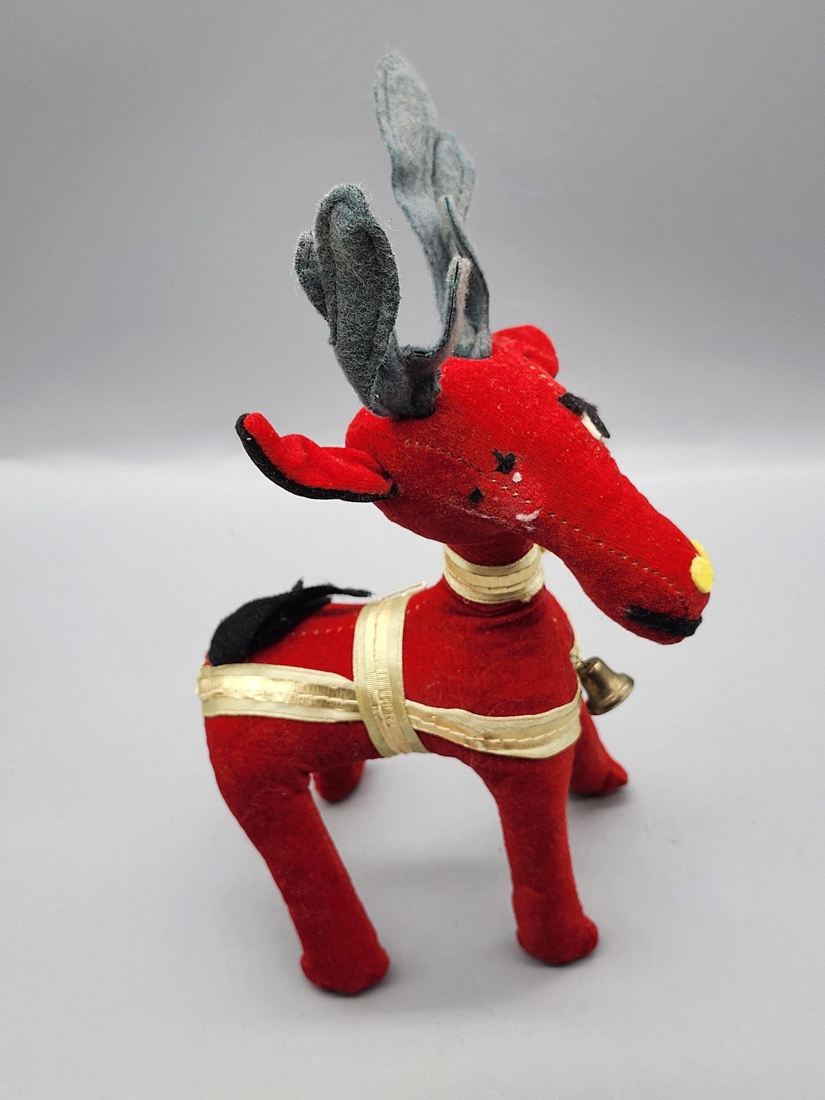 Vintage 1961 Dakin Red Reindeer Figurine Medium Christmas Japan Bell Decor