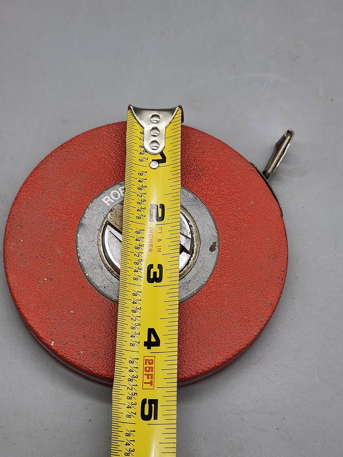 ROE 100ft Long Tape Reel Red Steel Standard Measuring Tool USA Handheld Workshop