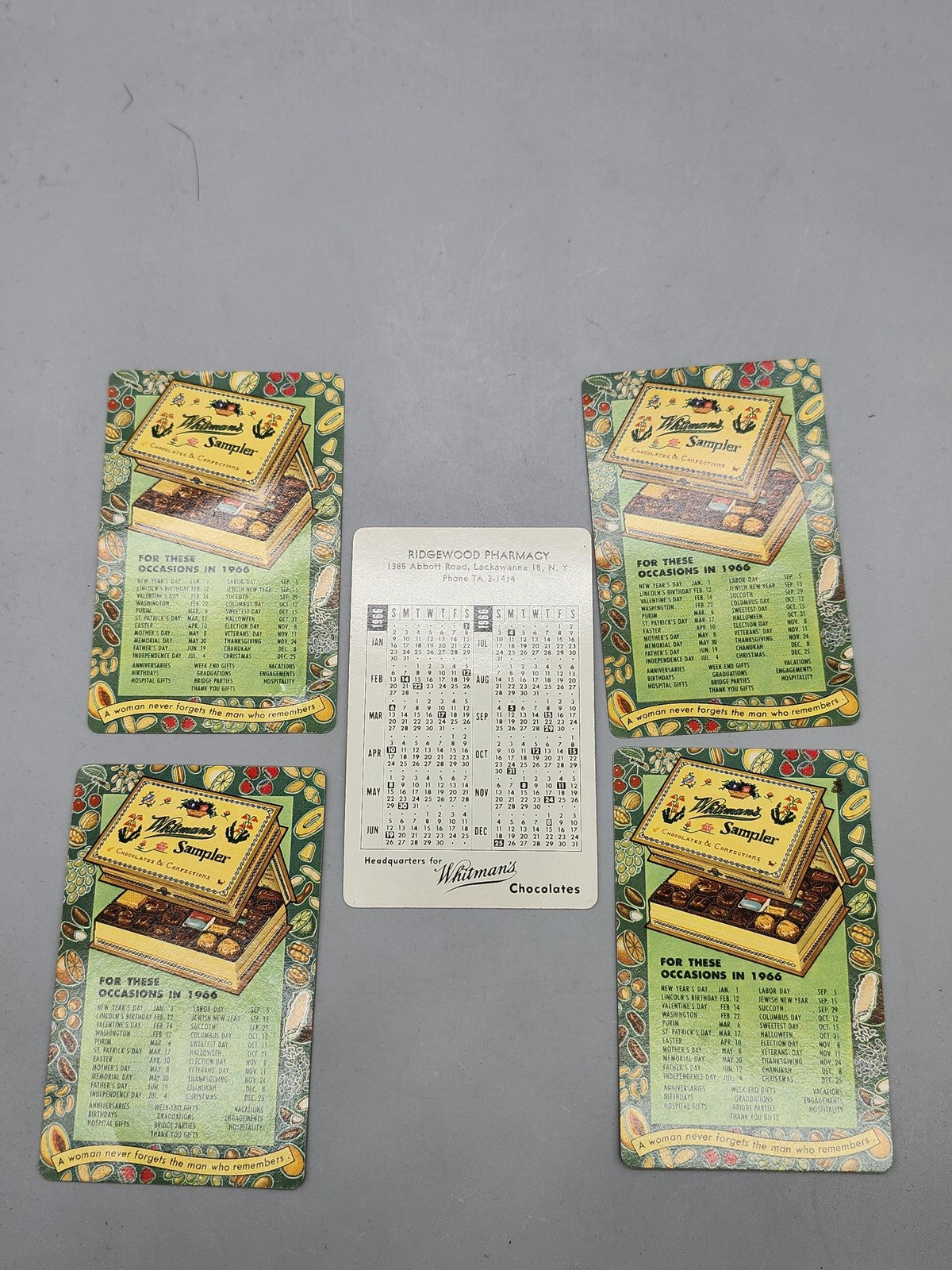 Vintage 1966 Whitman's Chocolates Advertising Calendar Cards Lot 5 Ridgewood
