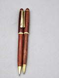 Wood Ballpoint Pen Mechanical Pencil Set Gold Tone Clips Office Gift Desk