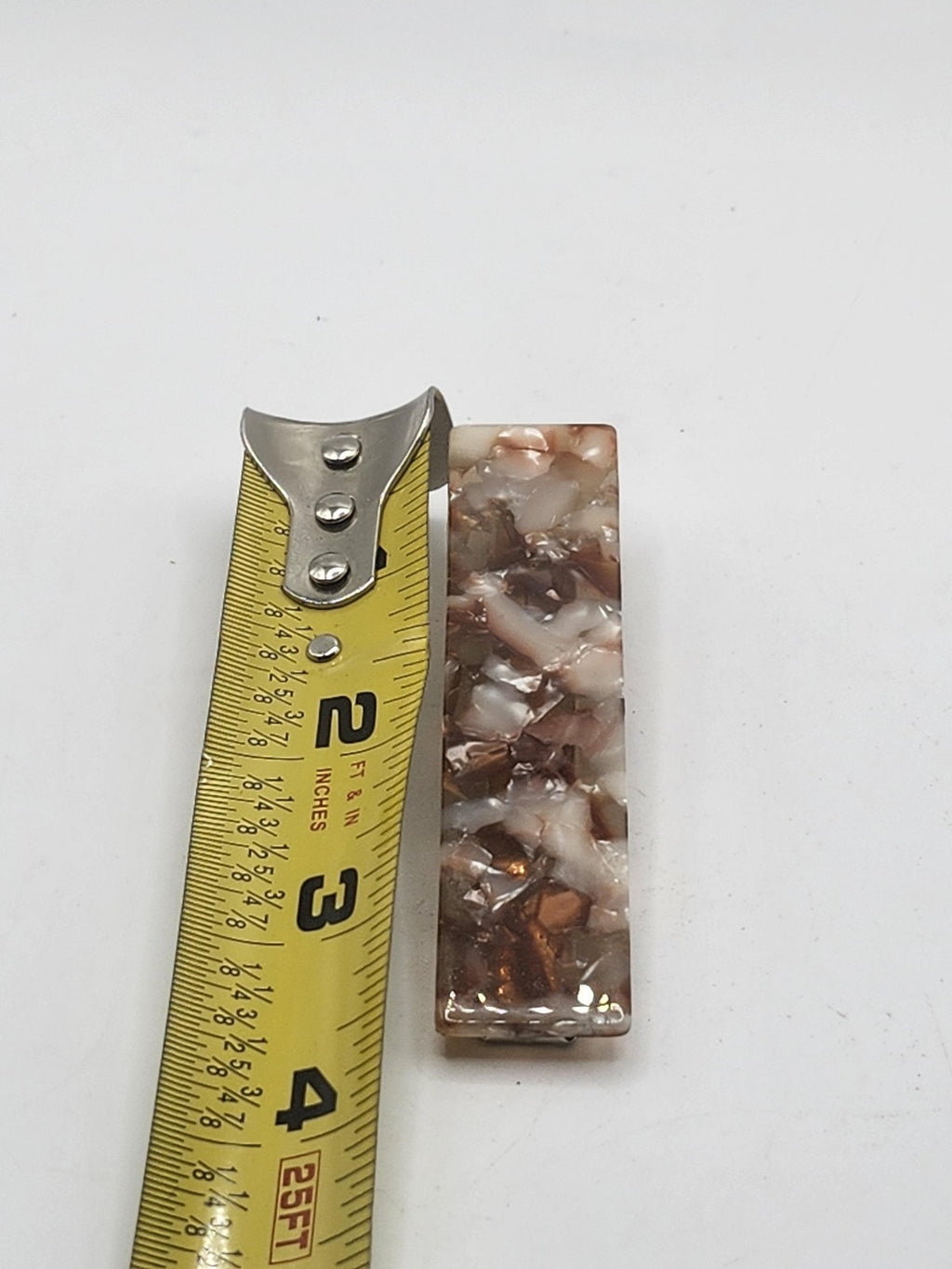 Acrylic Brown Spotted Rectangle Hair Clip Barrette One Size Women Teens