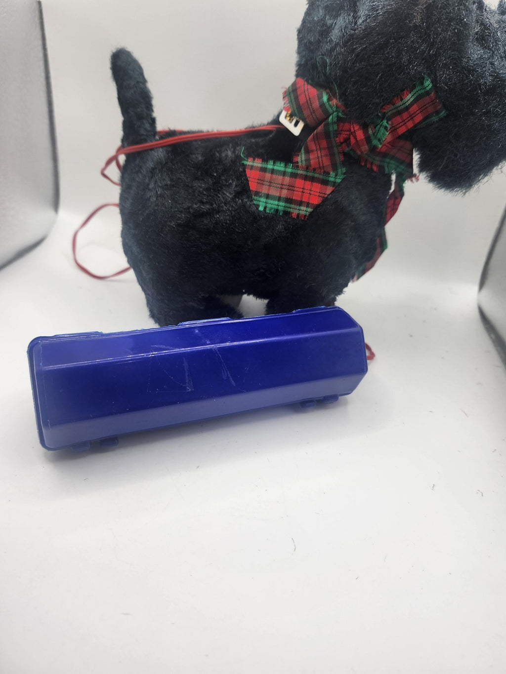 Vintage Black Scottie Dog Plush Stuffed Animal Small Battery Remote Toy Walking