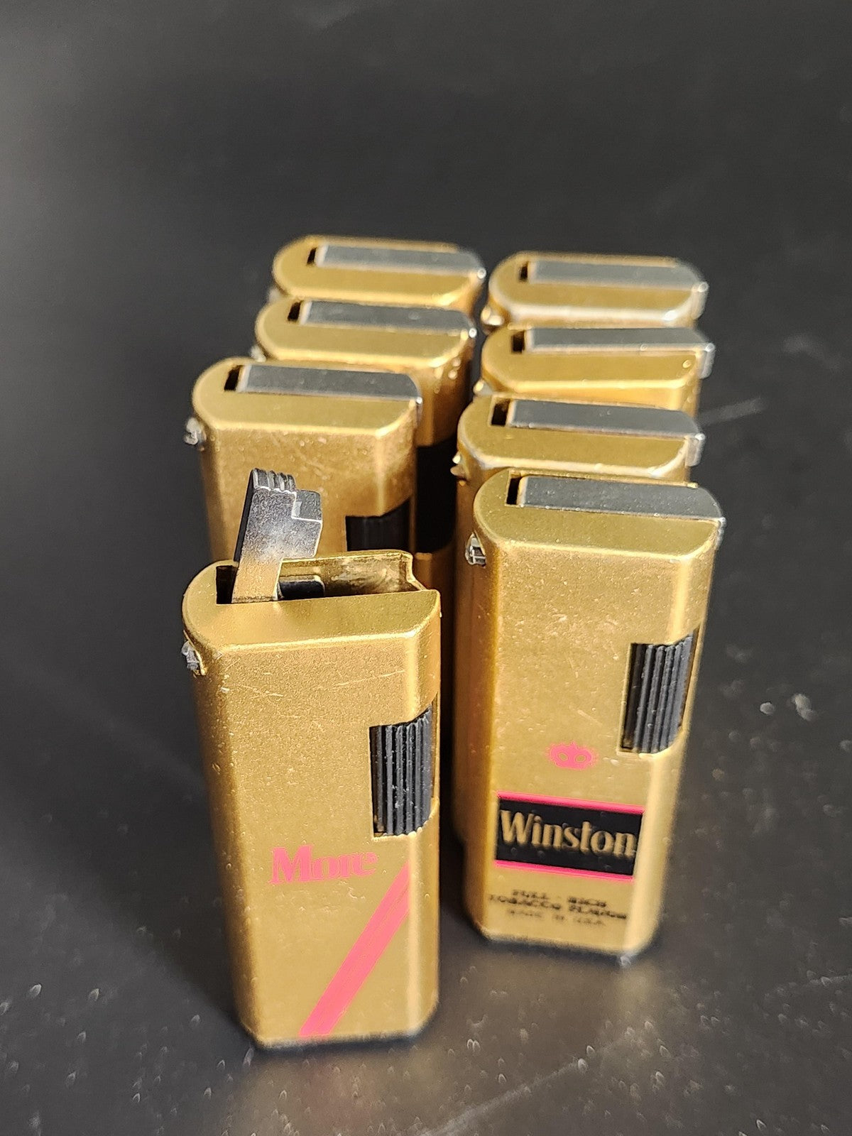 Vintage More Winston Viceroy Cigarette Lighters Lot 9 Bronze Tobacco Decor