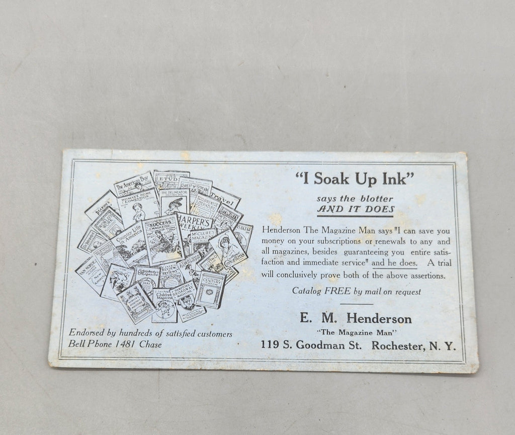 Vintage Rochester NY Magazine Advertising Blotter – E.M. Henderson Paper...