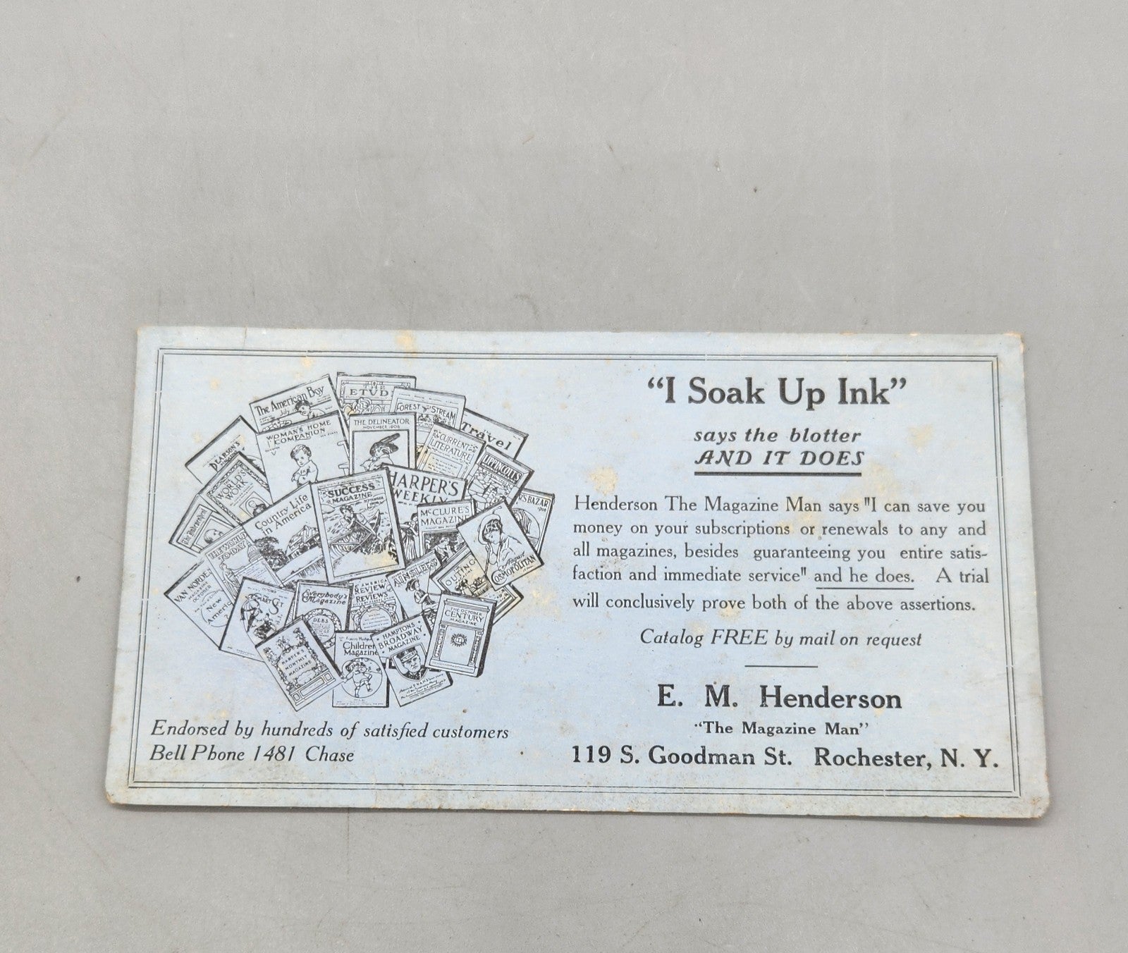 Vintage Rochester NY Magazine Advertising Blotter – E.M. Henderson Paper...