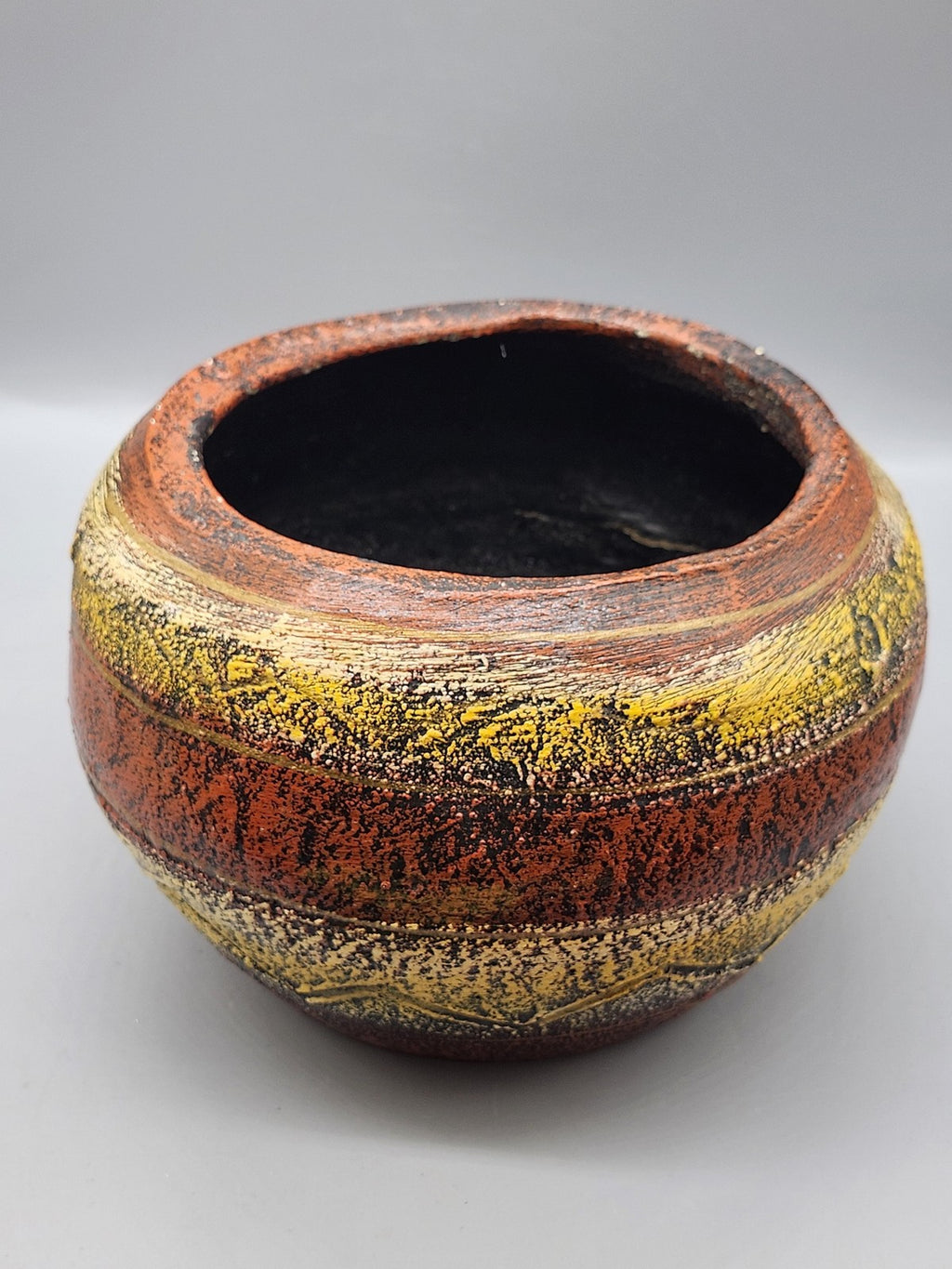 Multicolor Terracotta Round Planter Abstract Art Pottery Modern Table Decor