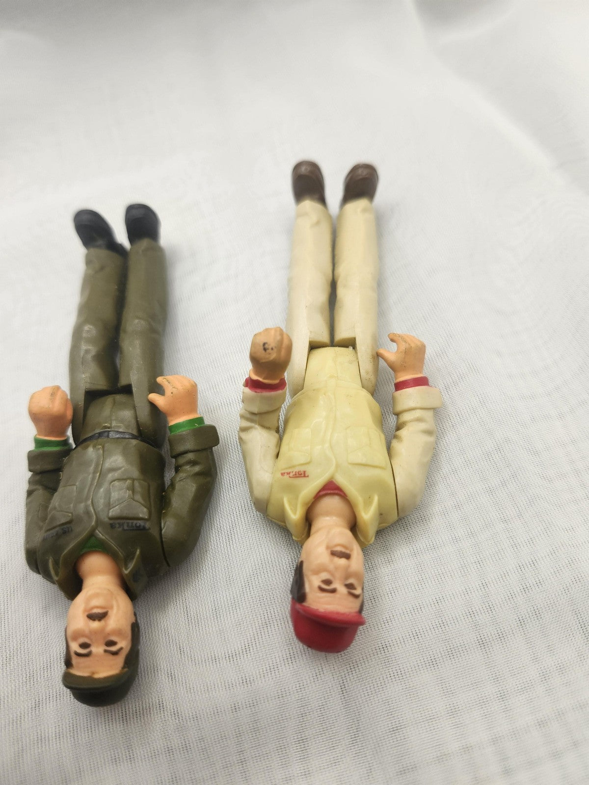 Vintage Army Soldier Driver Action Figure Lot 2 Plastic Toy Loose Green Tan