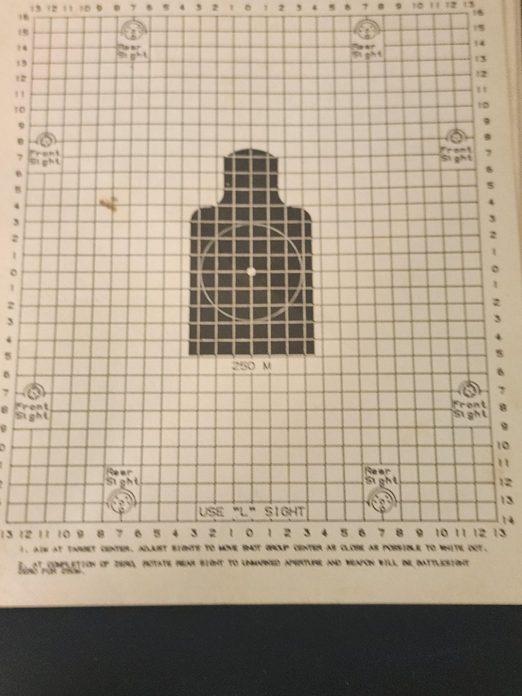 M16A1 25-Meter Zero Paper Shooting Targets Beige Silhouette Bullseye Sighting