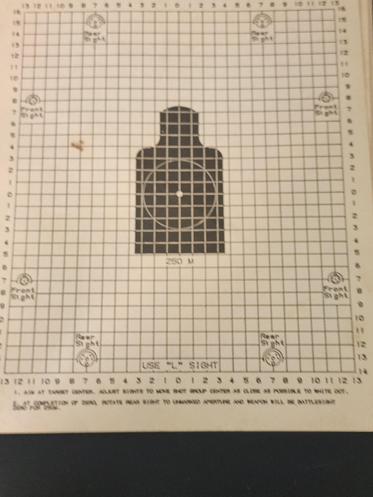 M16A1 25-Meter Zero Paper Shooting Targets Beige Silhouette Bullseye Sighting