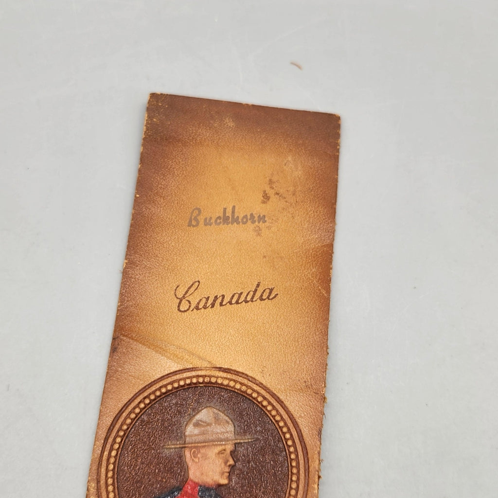 Vintage Buckhorn Canada Leather Bookmark Mountie Here's Where I Fell Asleep