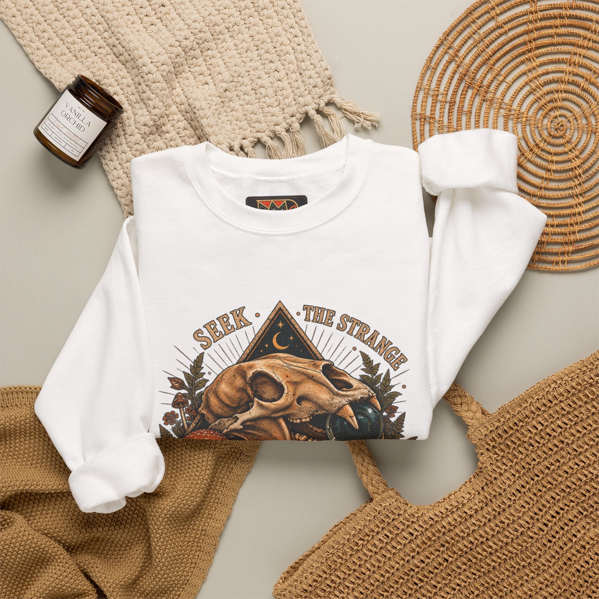 Seek The Strange Womens Heavy Blend™ Crewneck Sweatshirt wts 003