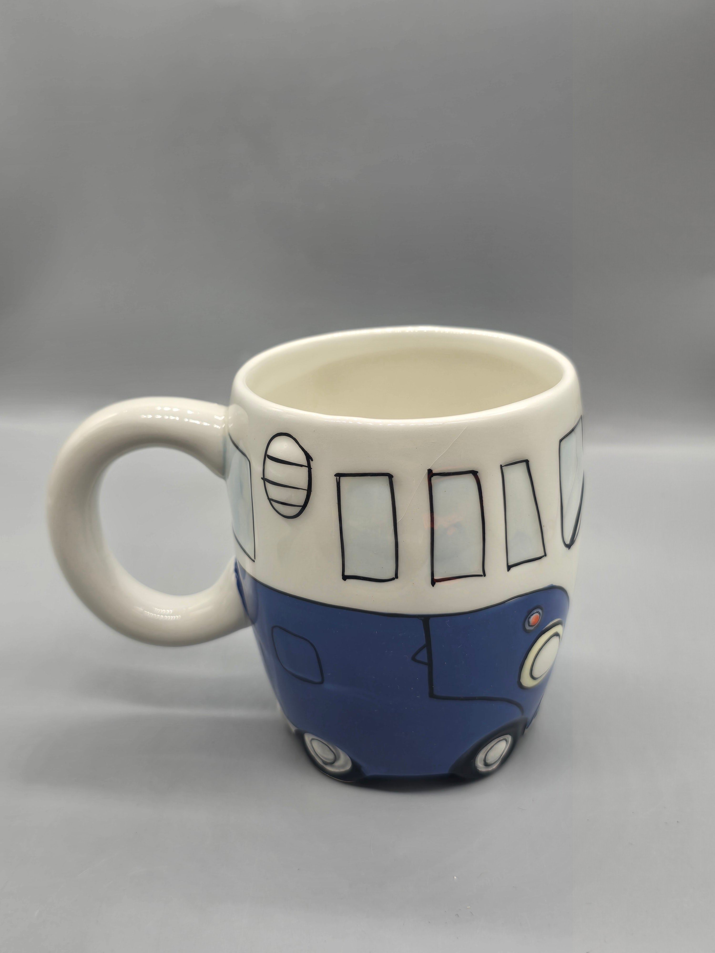 Vintage Volkswagen VW Camper Bus Ceramic Coffee Mug Blue White Peace Hippie Van