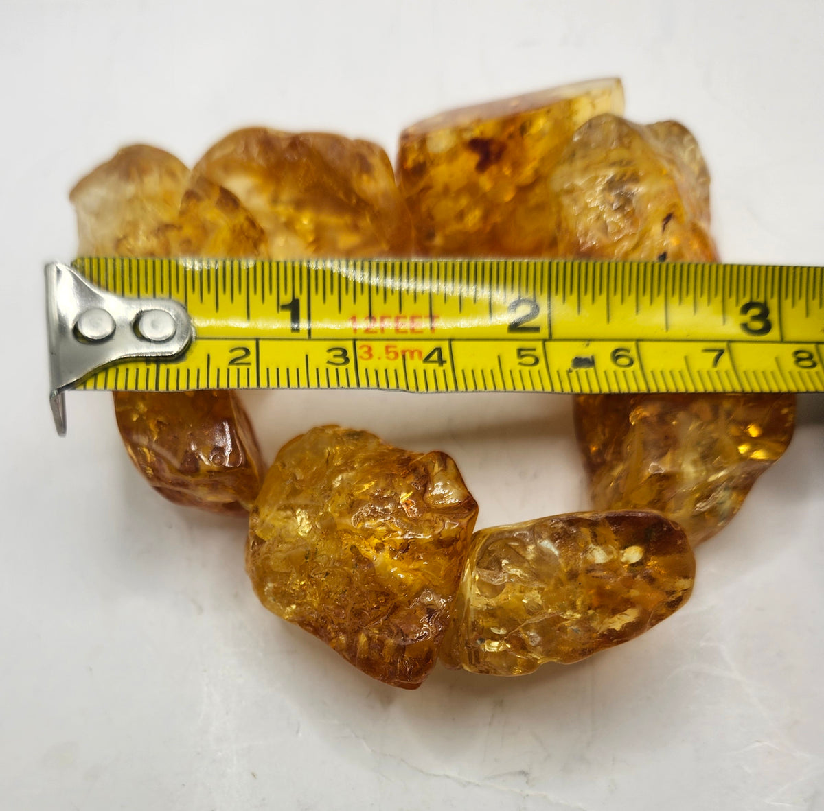Chunky Honey Color Resin Nugget Stretch Bracelet Vintage Statement Jewelry