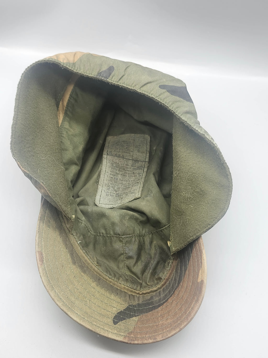 US Military Woodland Camo Patrol Cap Neck Flap Field Hat Size 7 3/4