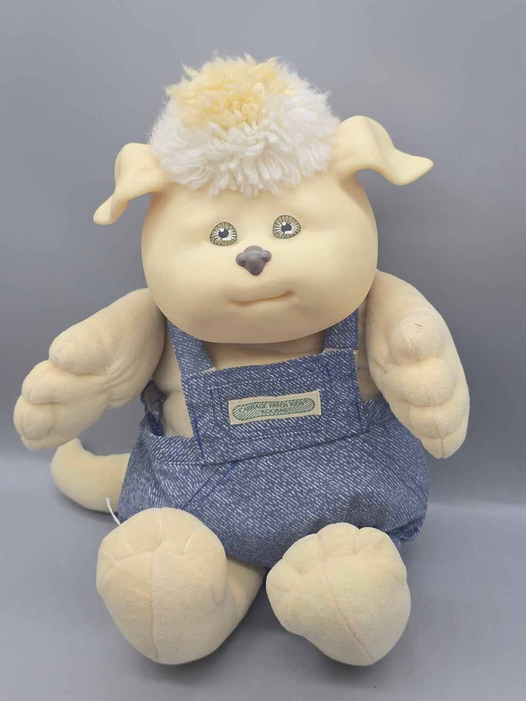 Vintage 1984 Cabbage Patch Kids Koosas Puppy Dog Plush – Xavier Roberts – Original Overalls
