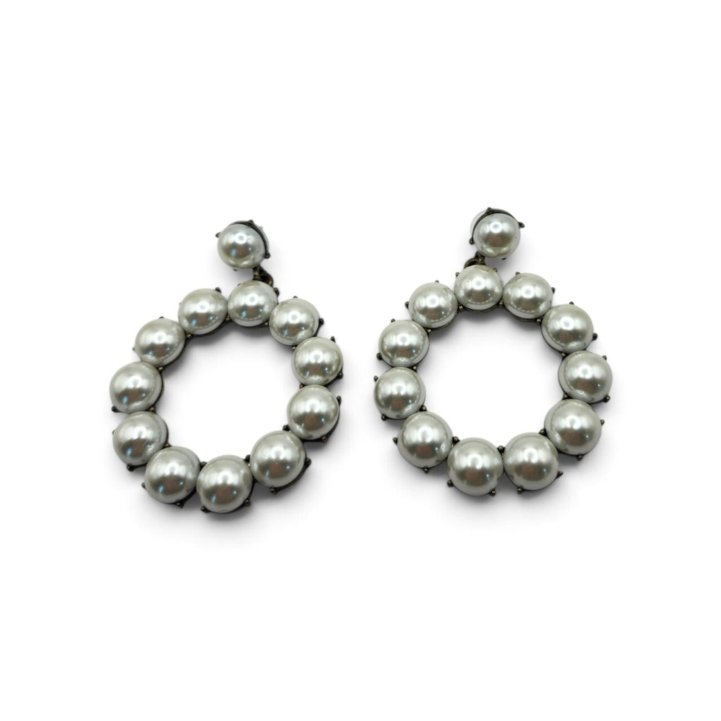 Sugarfix Gray Faux Pearl Open Circle Statement Earrings
