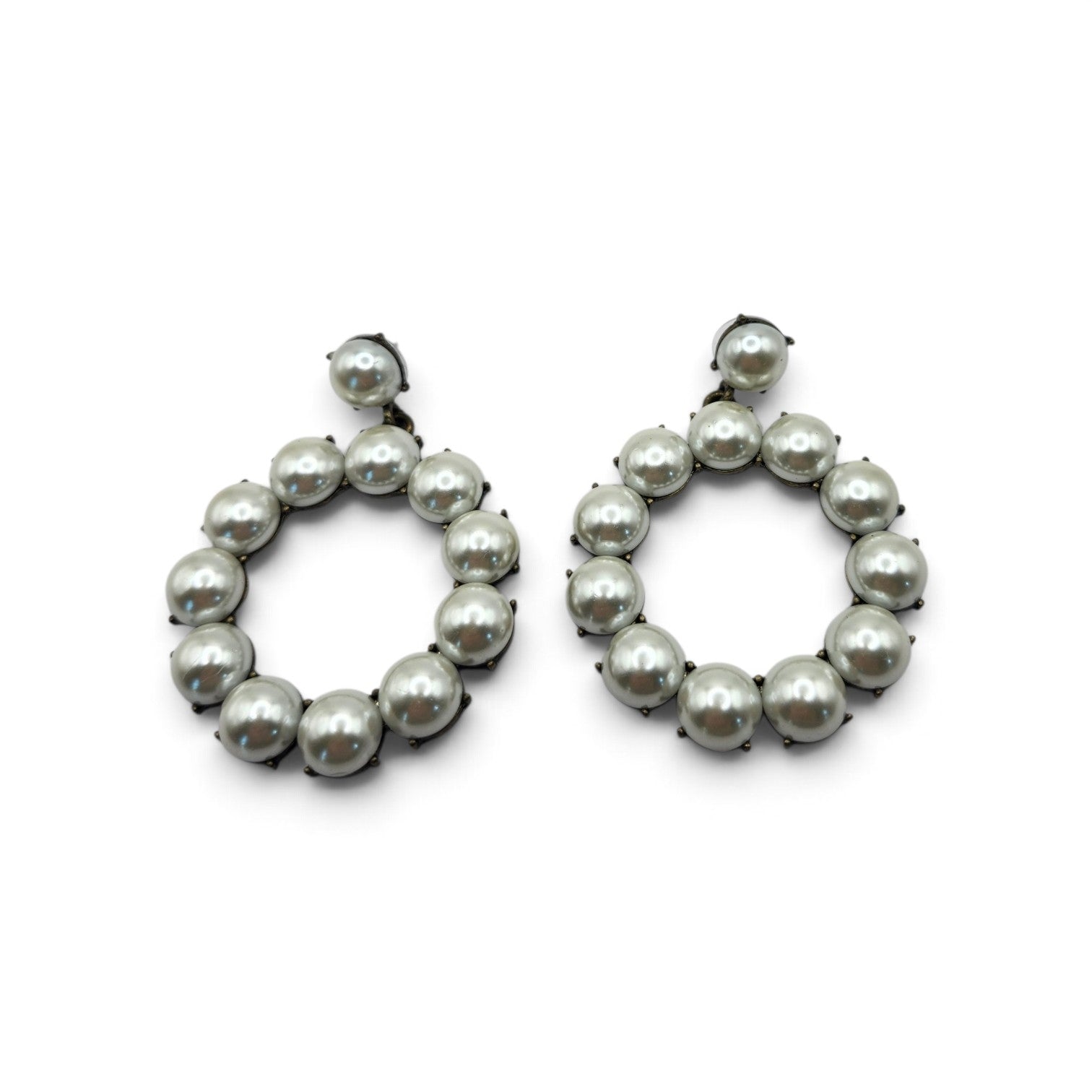 Sugarfix Gray Faux Pearl Open Circle Statement Earrings