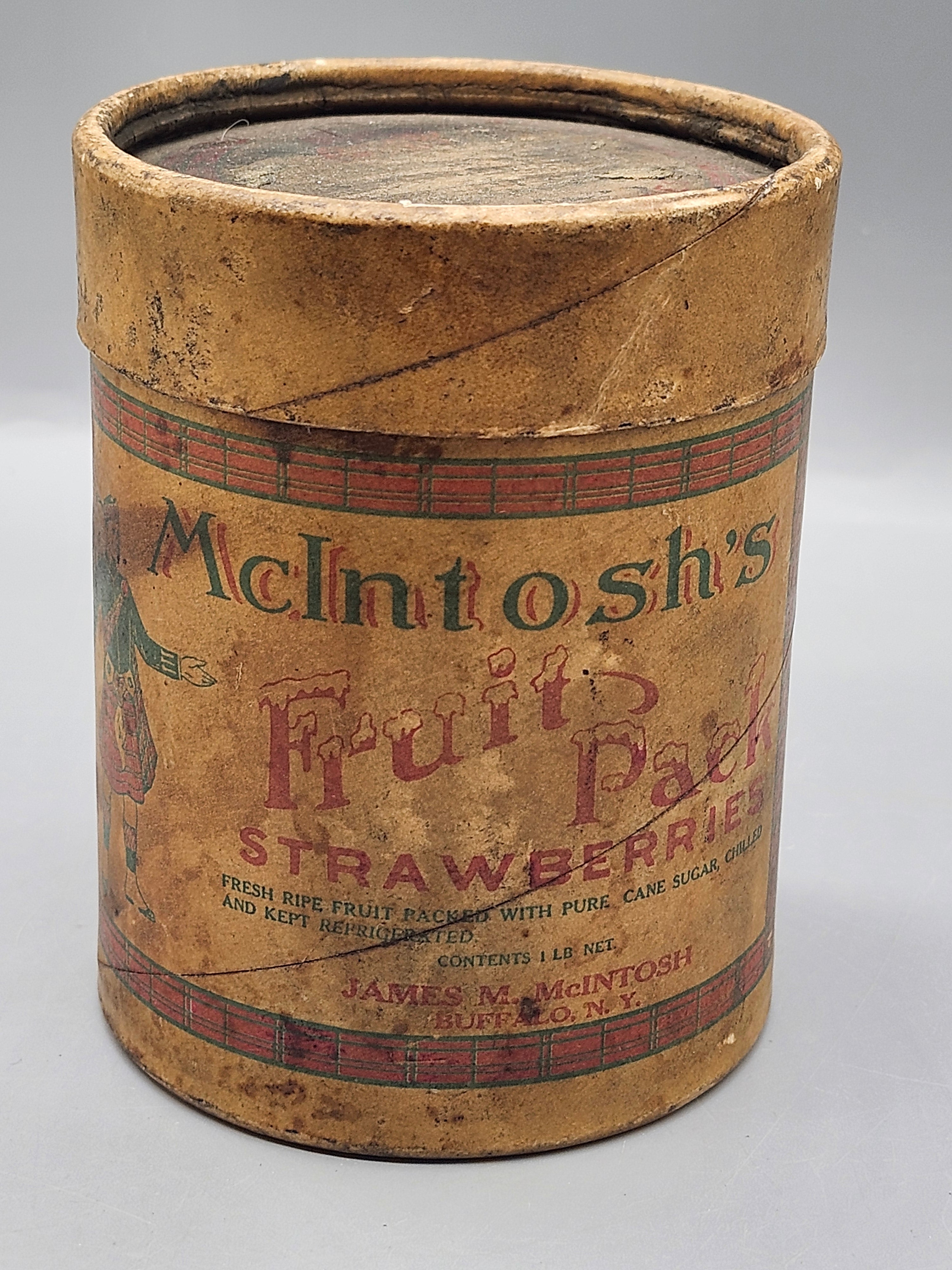 Antique McIntosh's Fruit Pack Strawberry 1 Lb Pantry Box Buffalo NY
