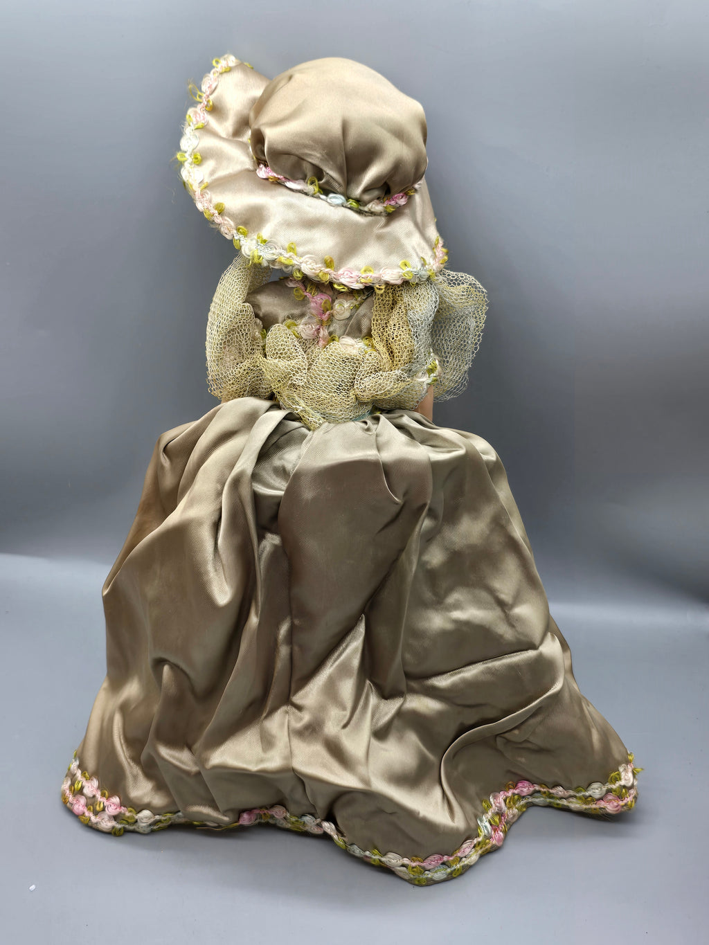 Vintage Composition Doll Curly Blonde Hair Bonnet Dress Sleep Eyes TLC