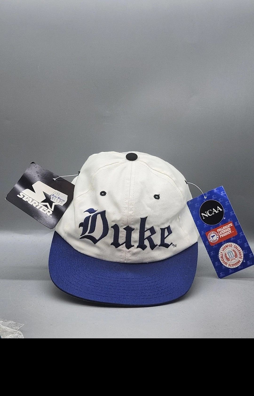 Vintage Duke Blue Devils Hat Cap Snap Back One Size Basketball Starter White 90s