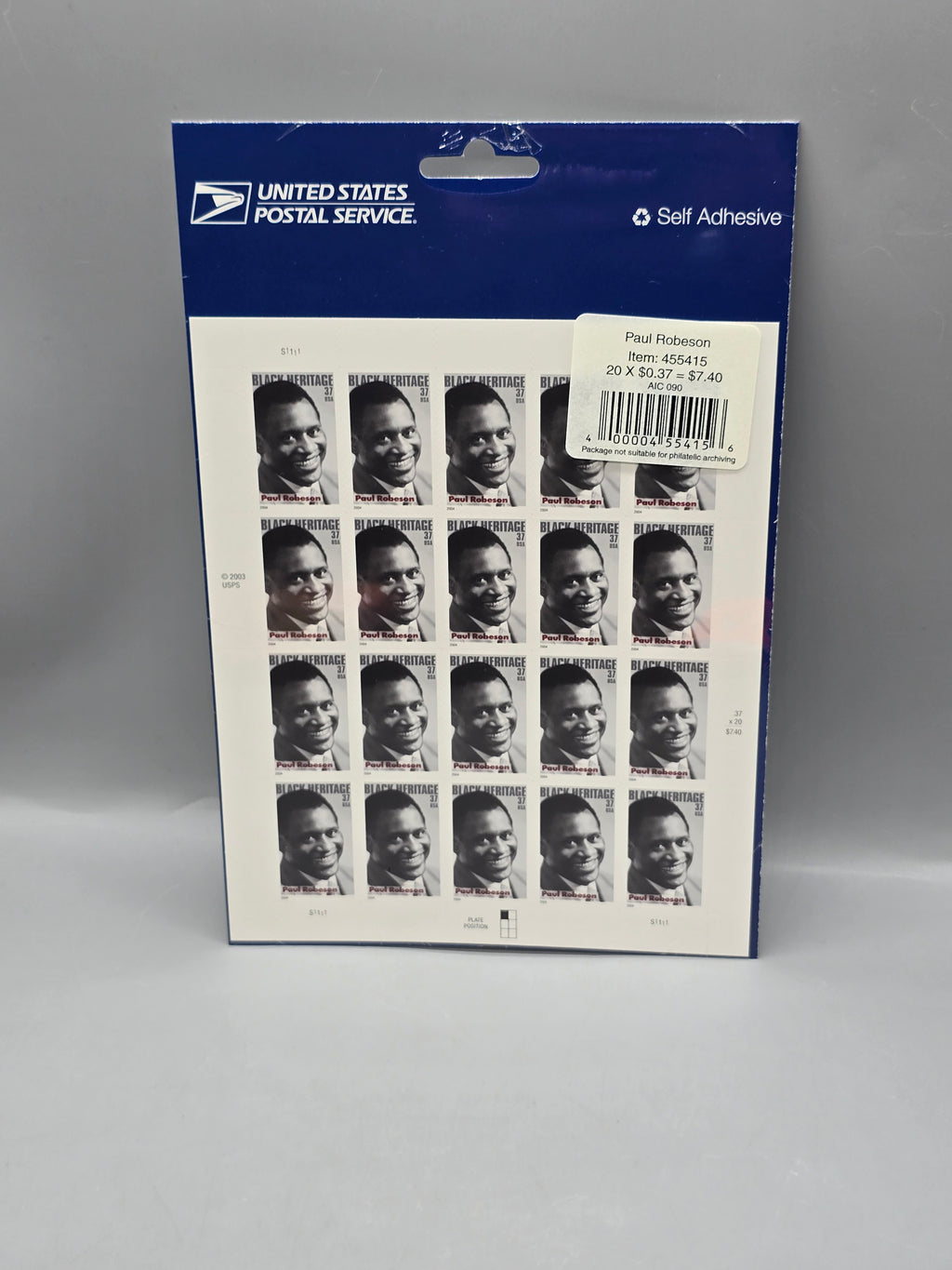 USPS Paul Robeson 37¢ Black Heritage Self-Adhesive Stamp Booklet of 20 Sealed (2003)