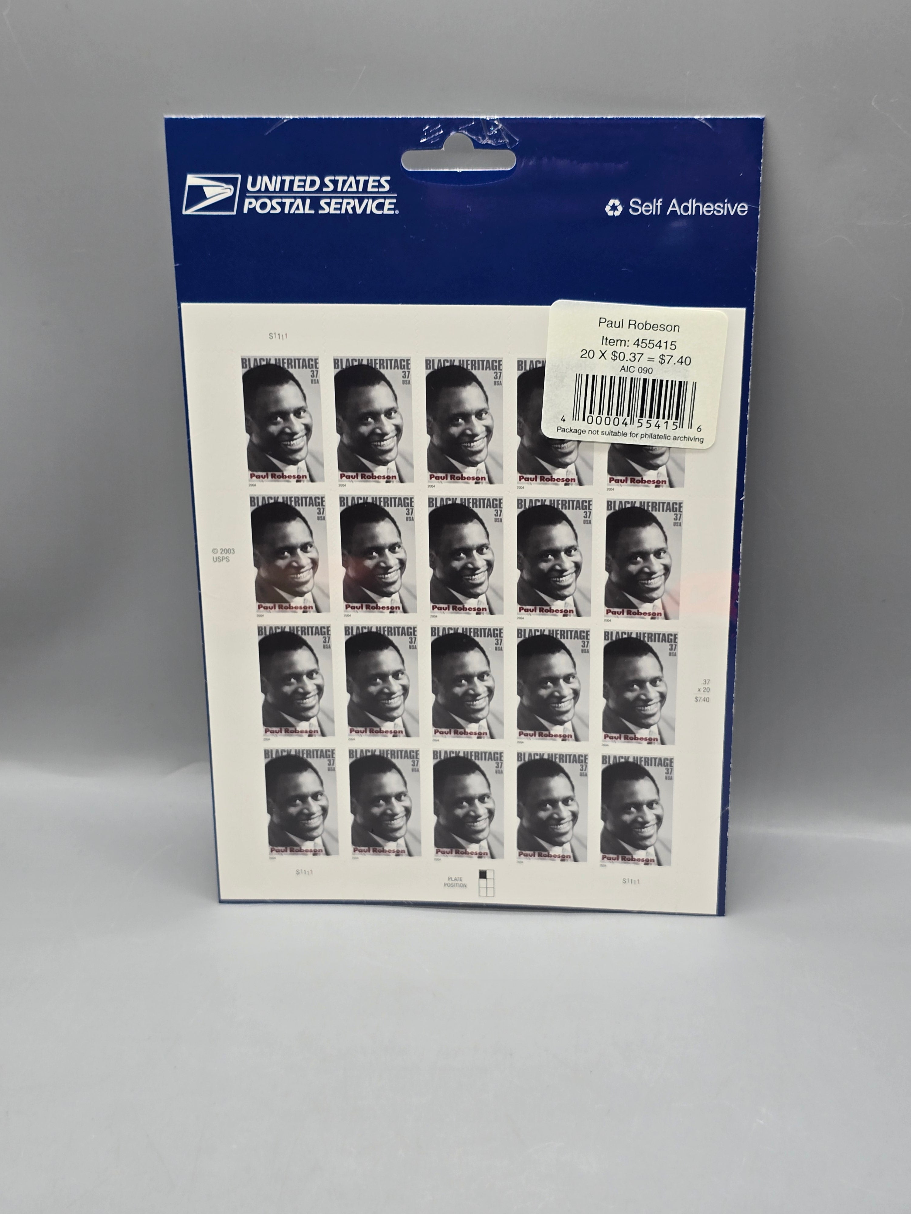 USPS Paul Robeson 37¢ Black Heritage Self-Adhesive Stamp Booklet of 20 Sealed (2003)