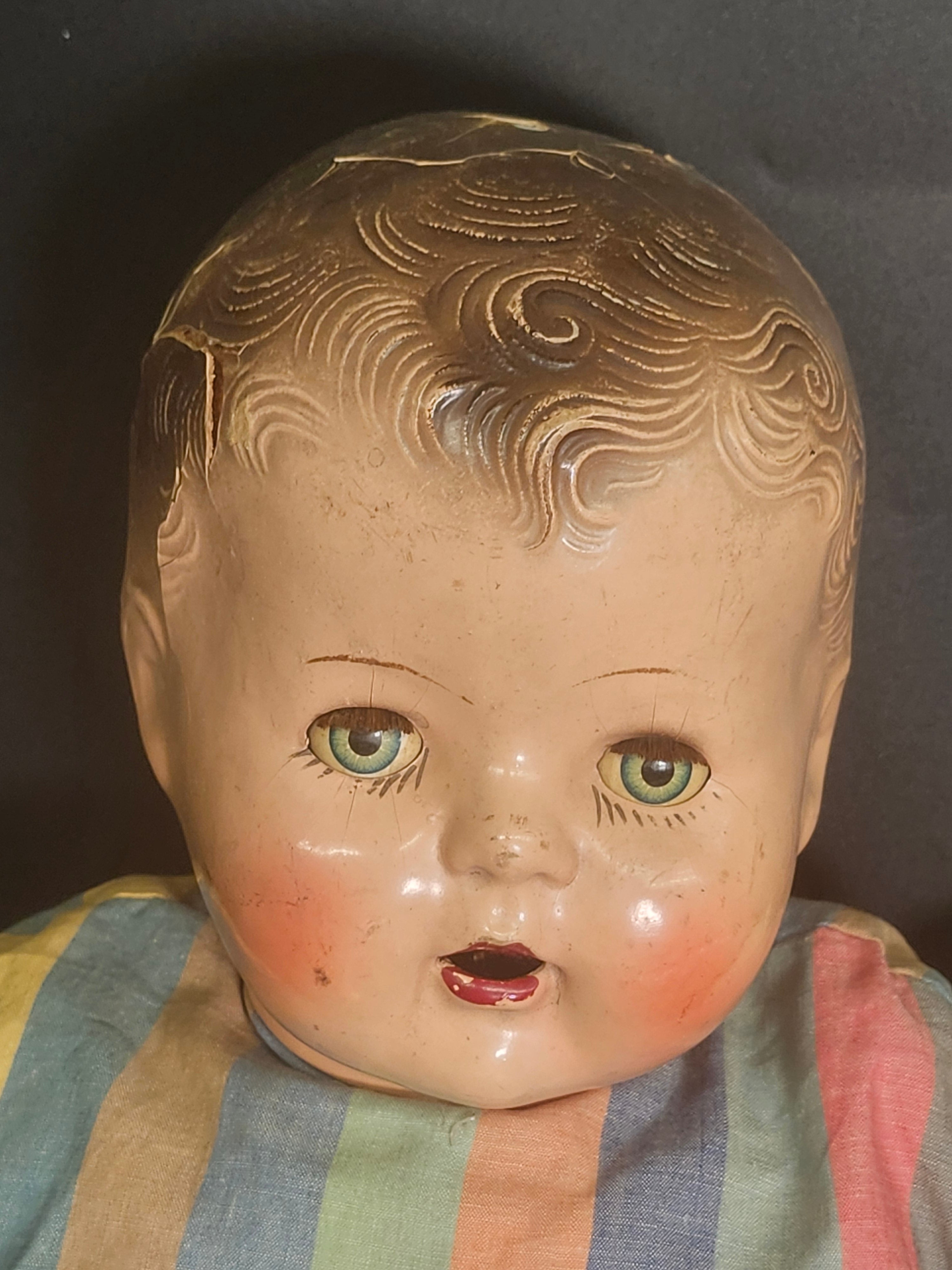 Vintage 1930s–40s Composition Baby Doll 24” Sleep Eyes – TLC