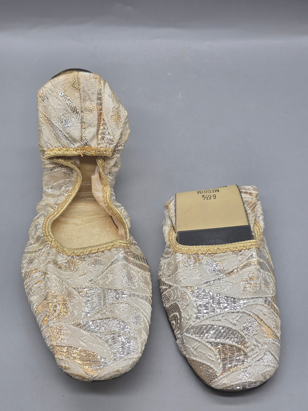 Mercury Vintage Metallic Brocade Ballet Slippers Women's Size 6½ Medium – Made in USA