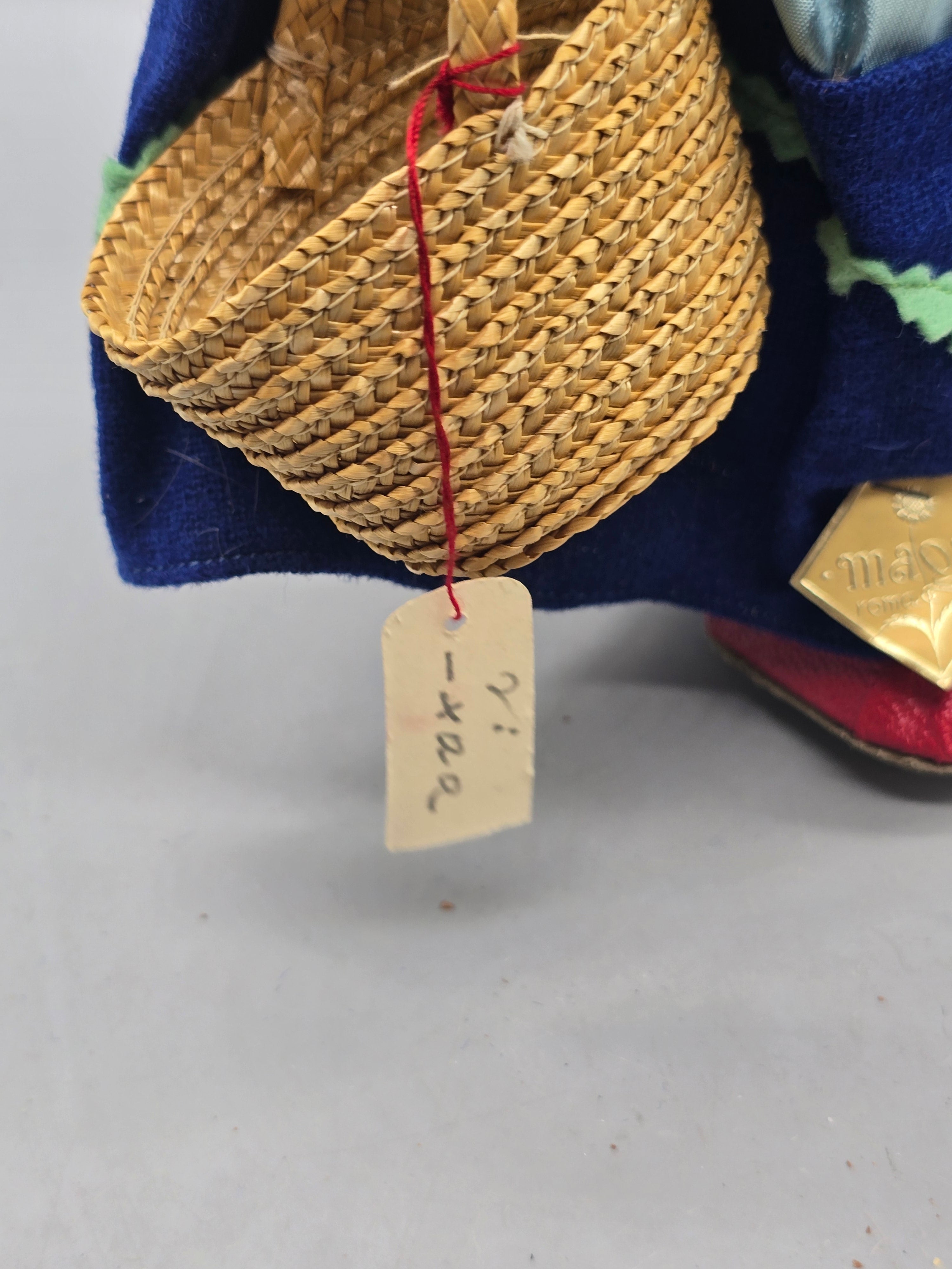 Vintage Magis Roma Puglia Italian Souvenir Doll 10" Folk Costume w/ Basket & Original Tags