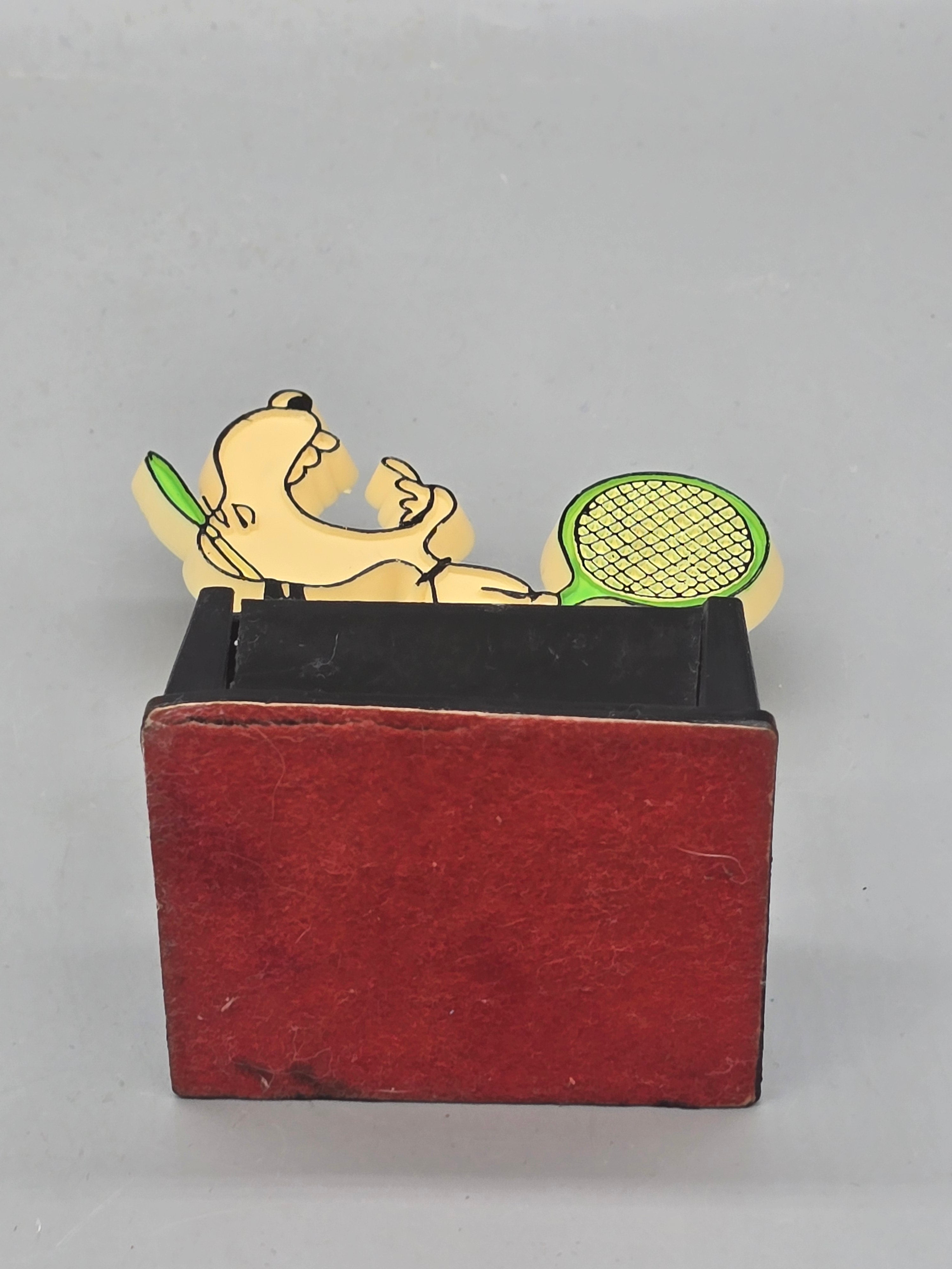 Vintage 1958 Snoopy Tennis Trophy Figurine Peanuts Award Statue on Black Base
